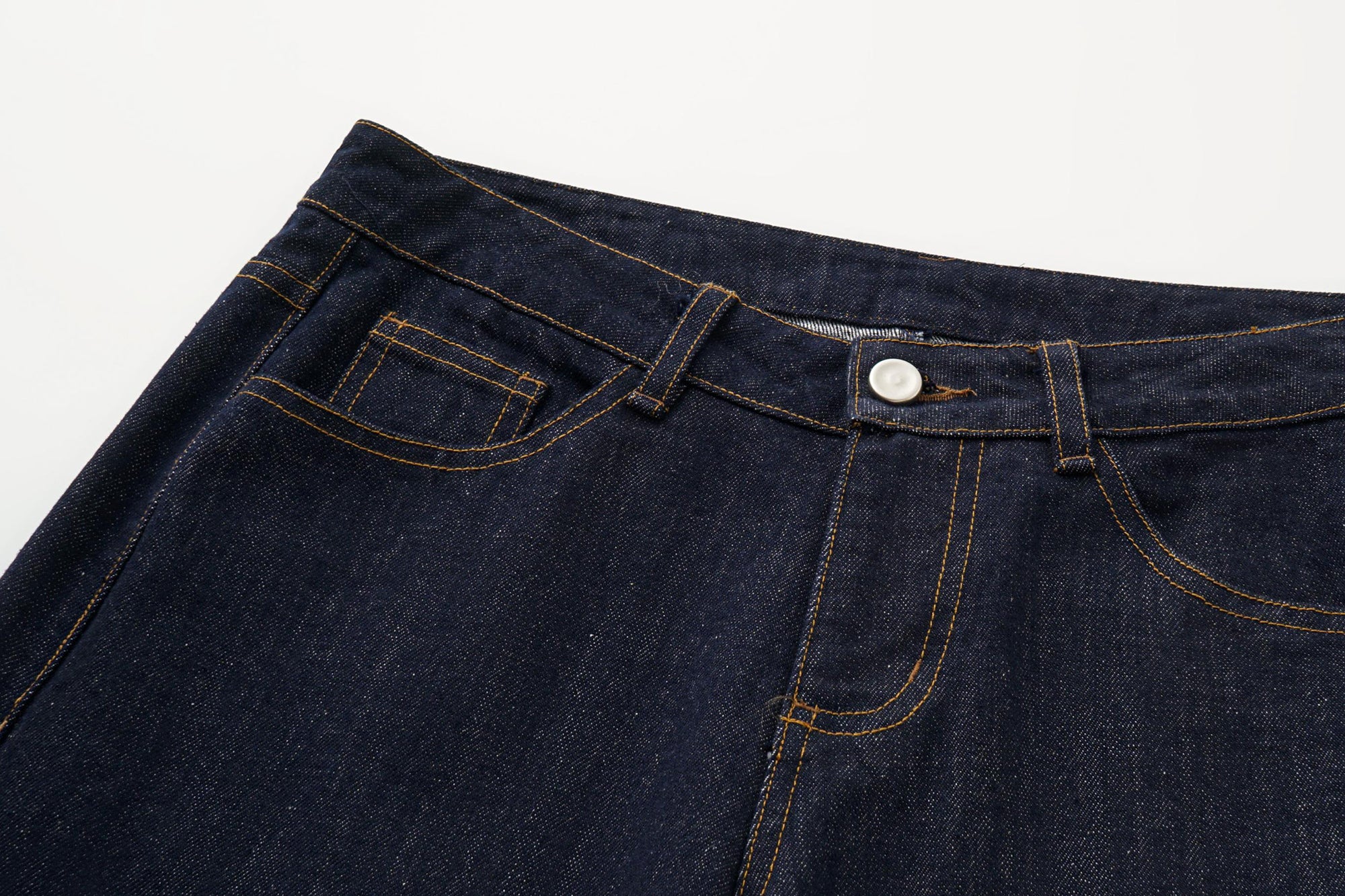 OINIMI Retro Stitched Straight-Leg Raw Jeans