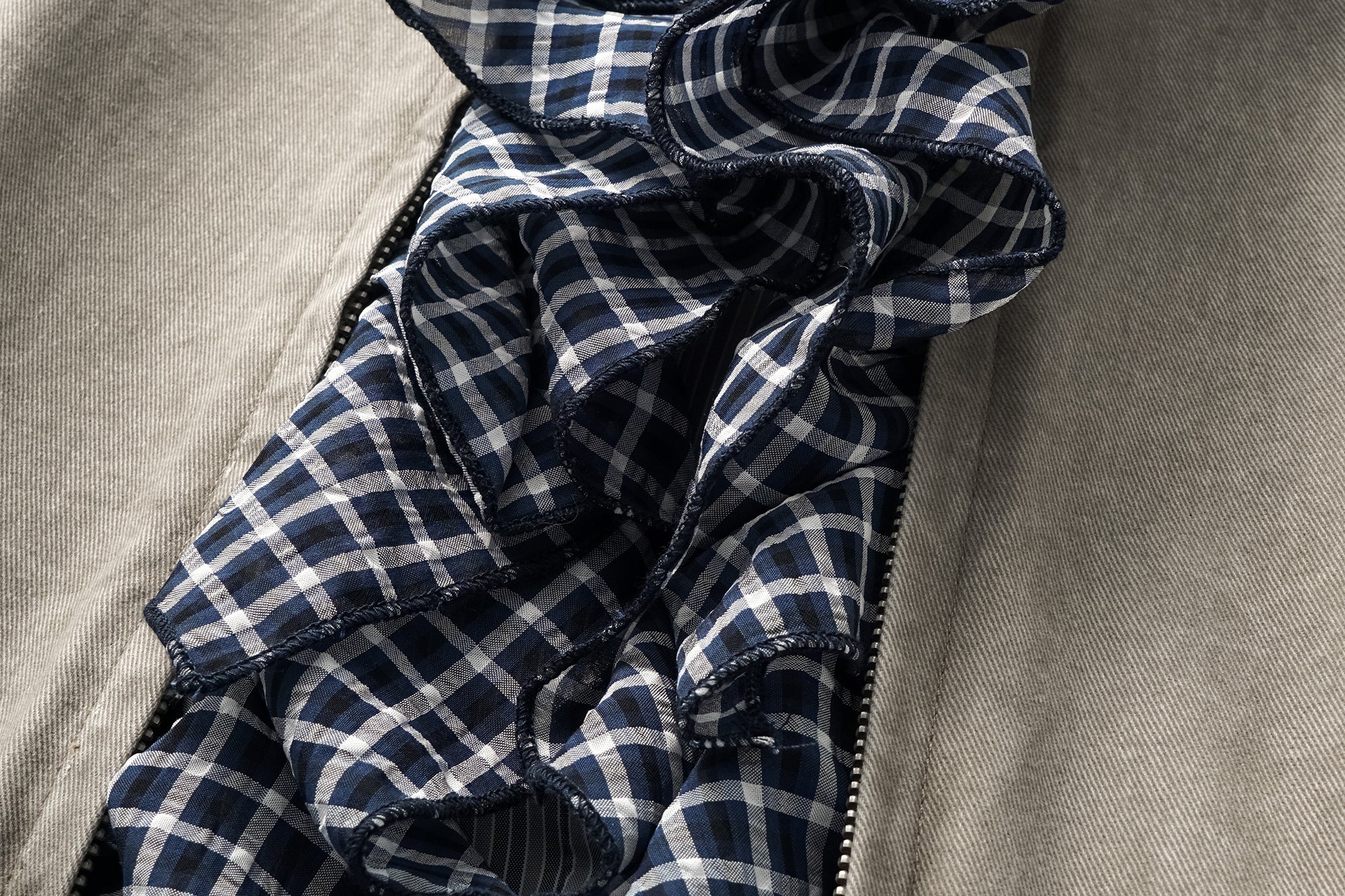 OINIMI Detachable Ruffle-Trim Harrington Jacket