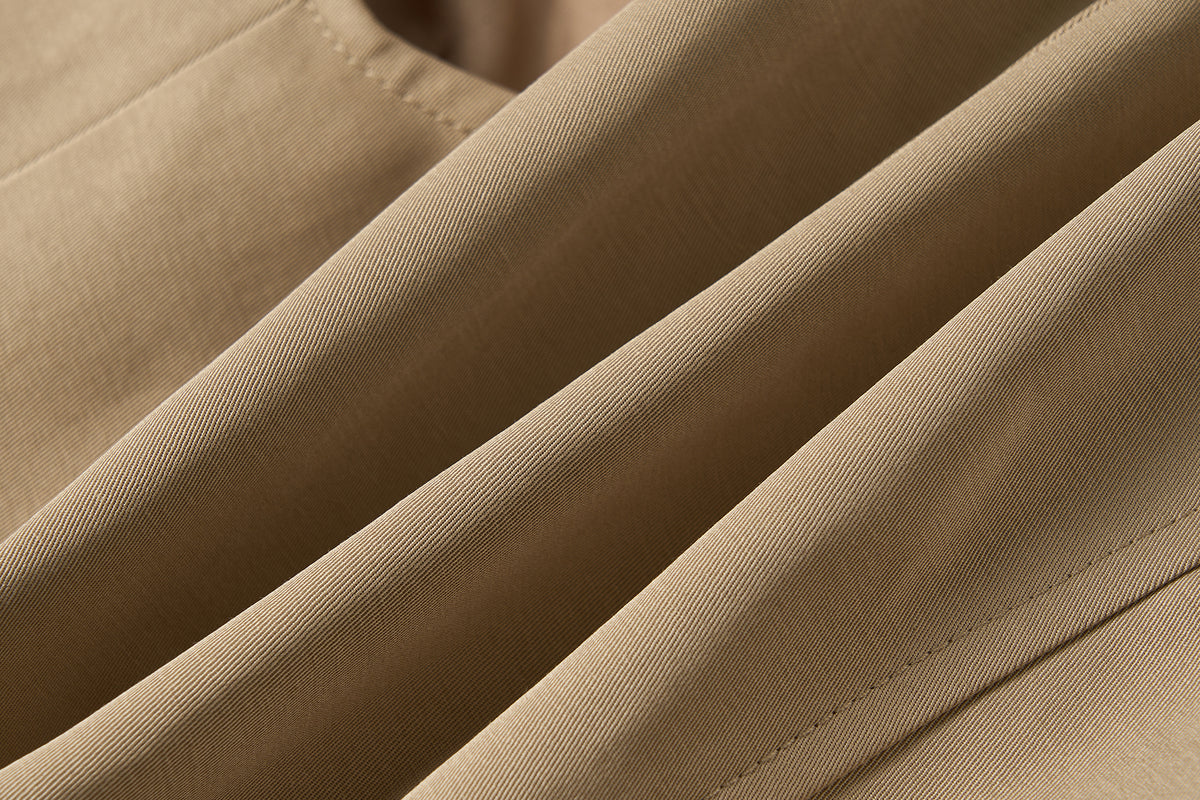 HIIMDAI Belted Double-Breasted Trench Jacket