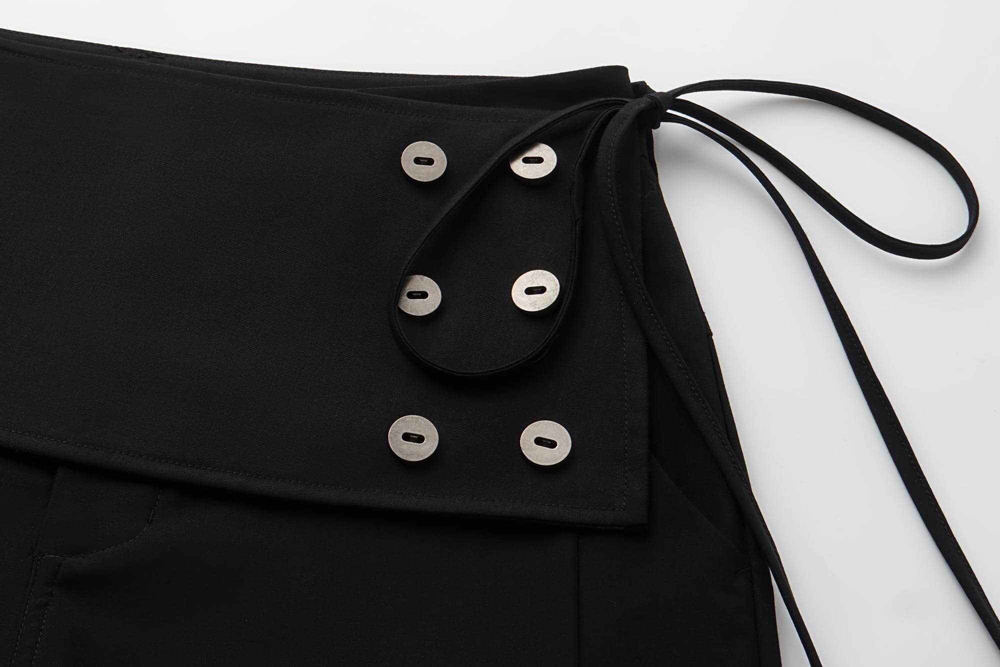 OINIMI Detachable Buttoned Wrap-Front Wide-Leg Pants