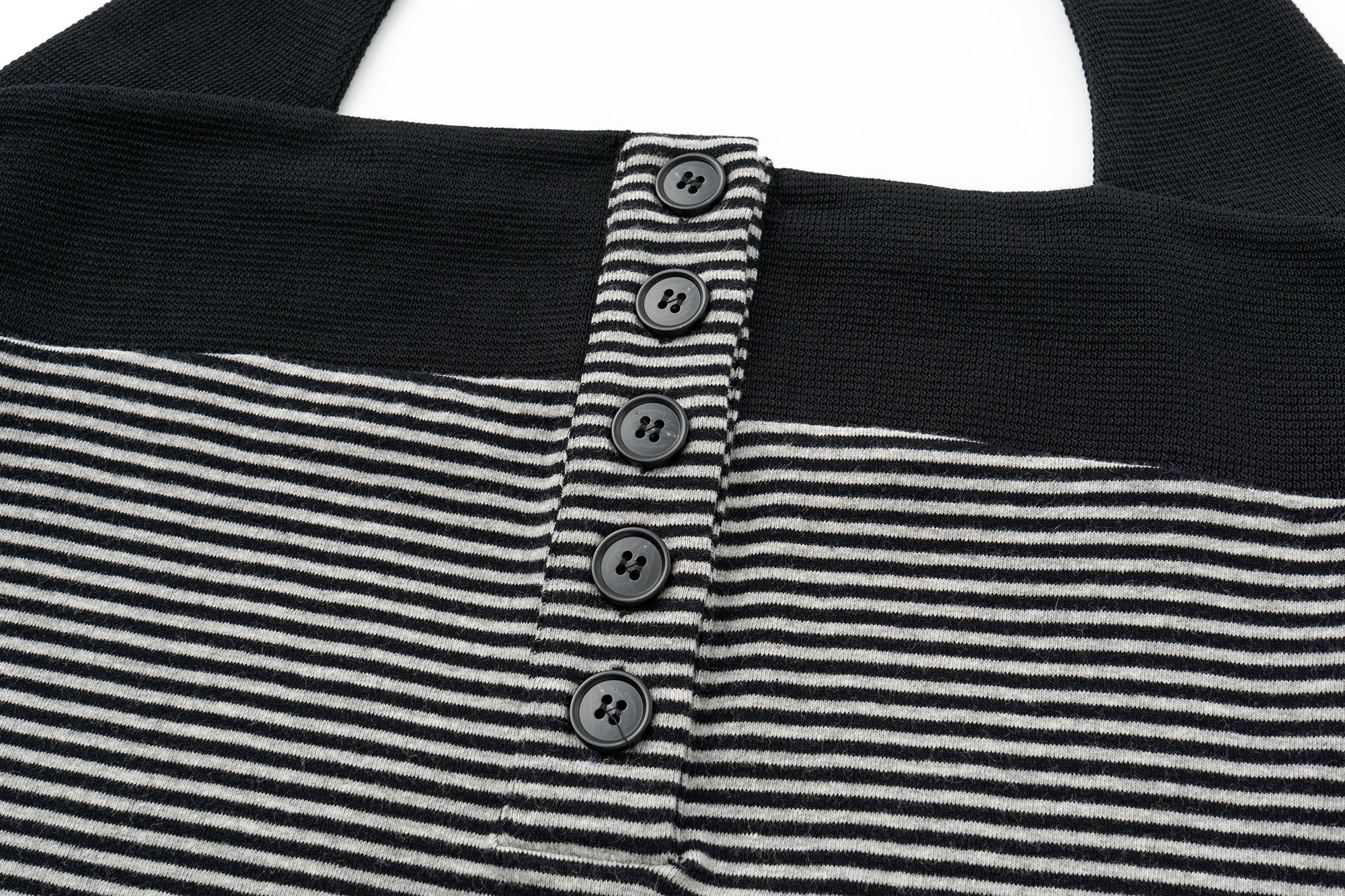 OINIMI Striped Button Halter Knit Top