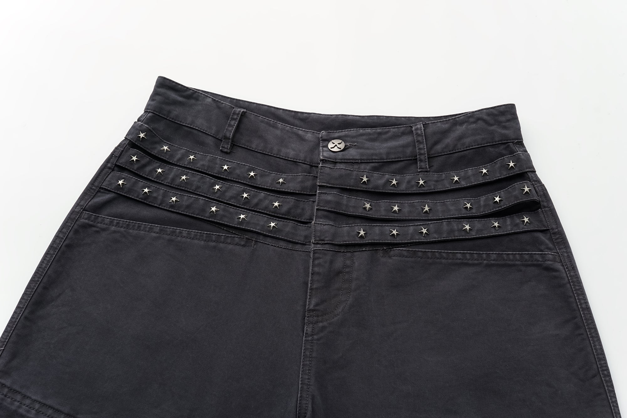 OINIMI Star-Studded Layered Waist Wide-Leg Pants