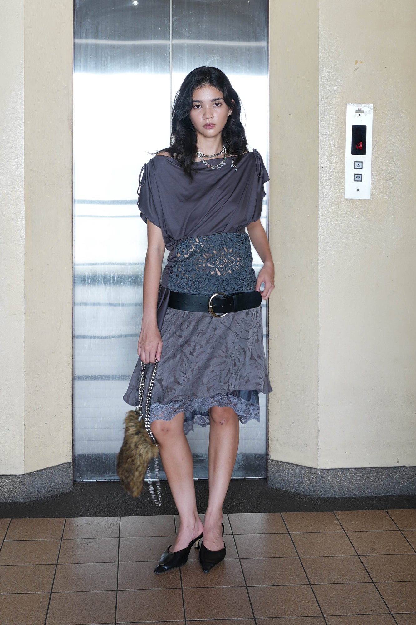 JIUWU PARK Asymmetrical Lace Layered Skirt