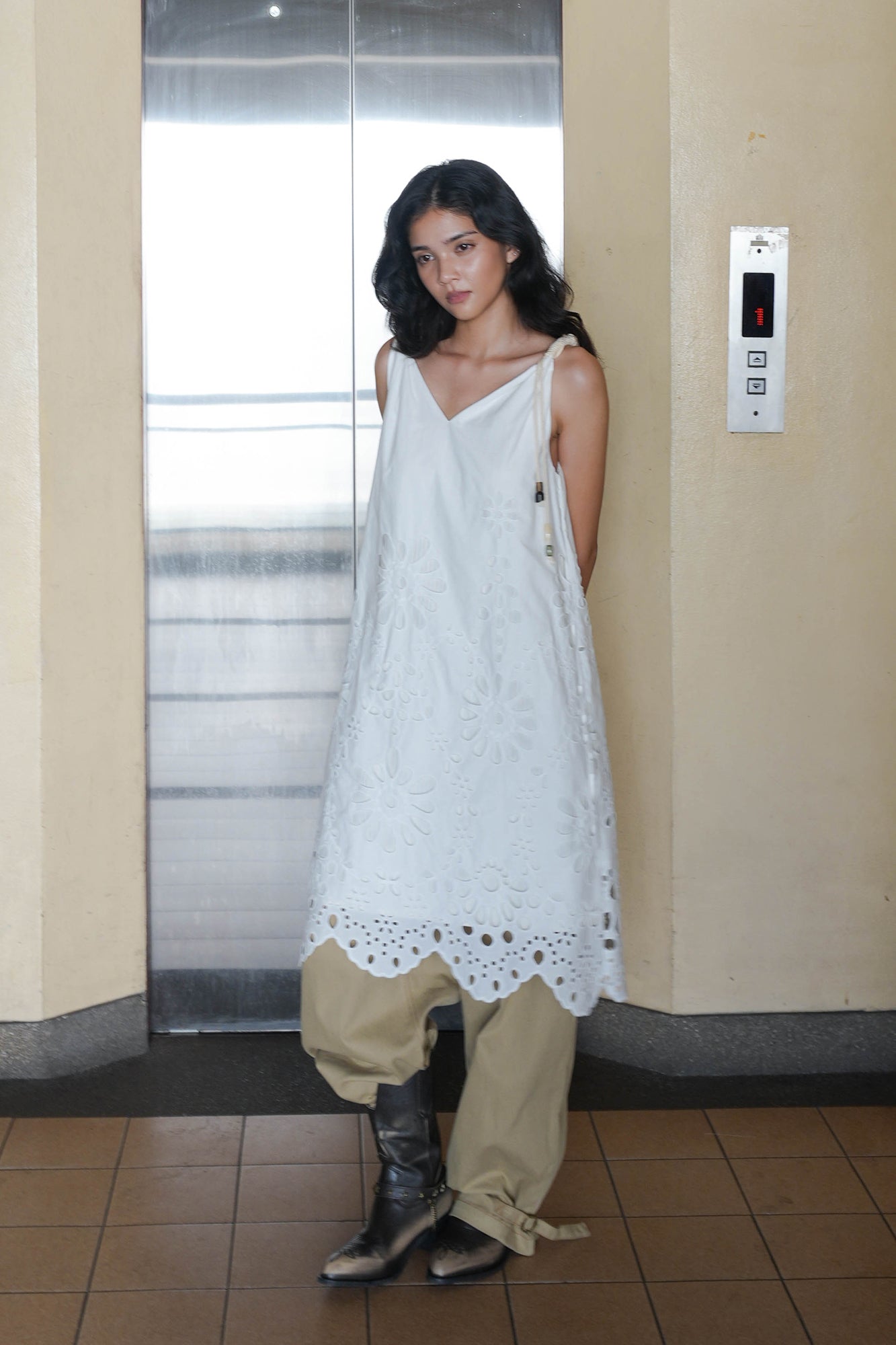 JIUWU PARK Reversible Floral Eyelet Slip Dress