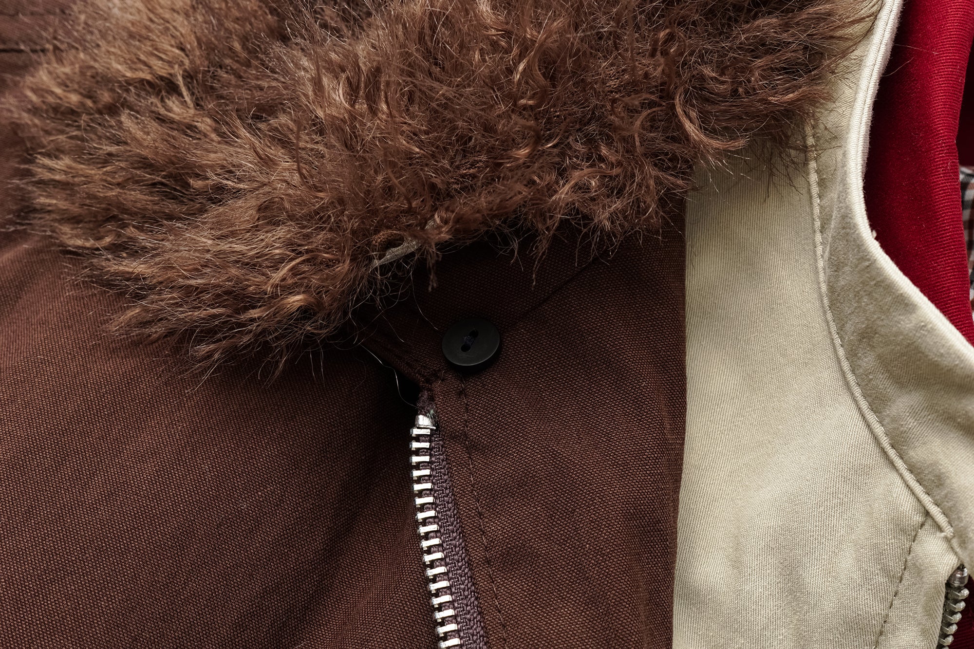 OINIMI Layered Detachable Faux-Fur Harrington Jacket