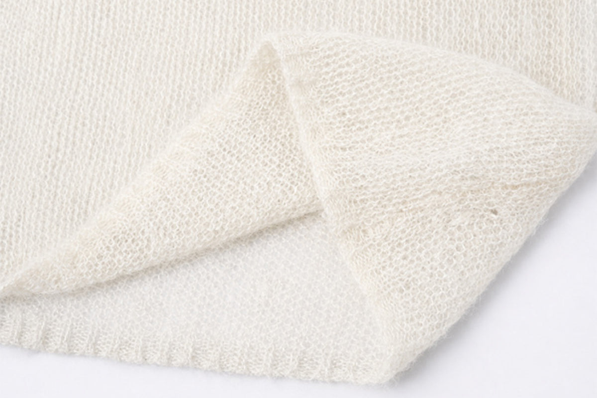 FAYCHUI Floral Rope-Embroidered Beaded Mohair Sweater