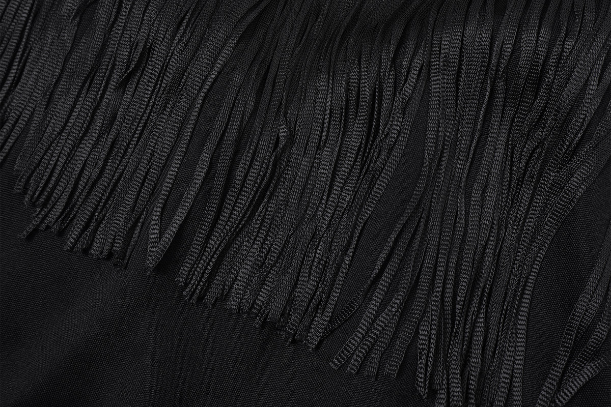 FAYCHUI Diamond Fringe Pleated Long-Sleeve Tee