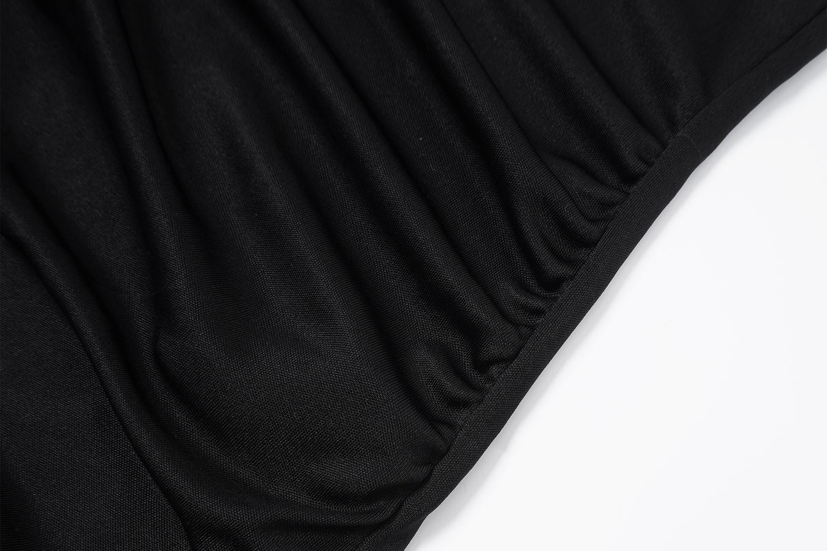 FAYCHUI Diamond Fringe Pleated Long-Sleeve Tee