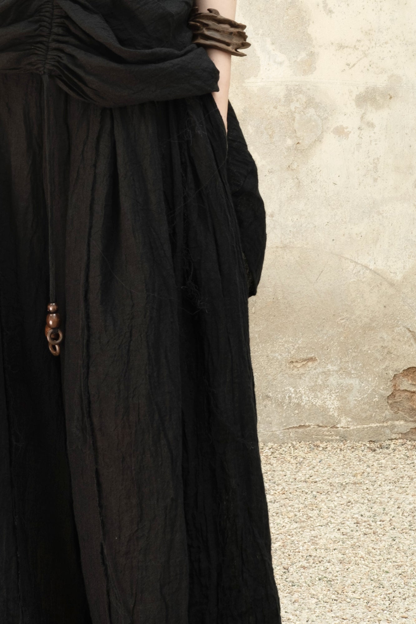 INCH LIM Crinkled Linen Pleated Skirt Pants