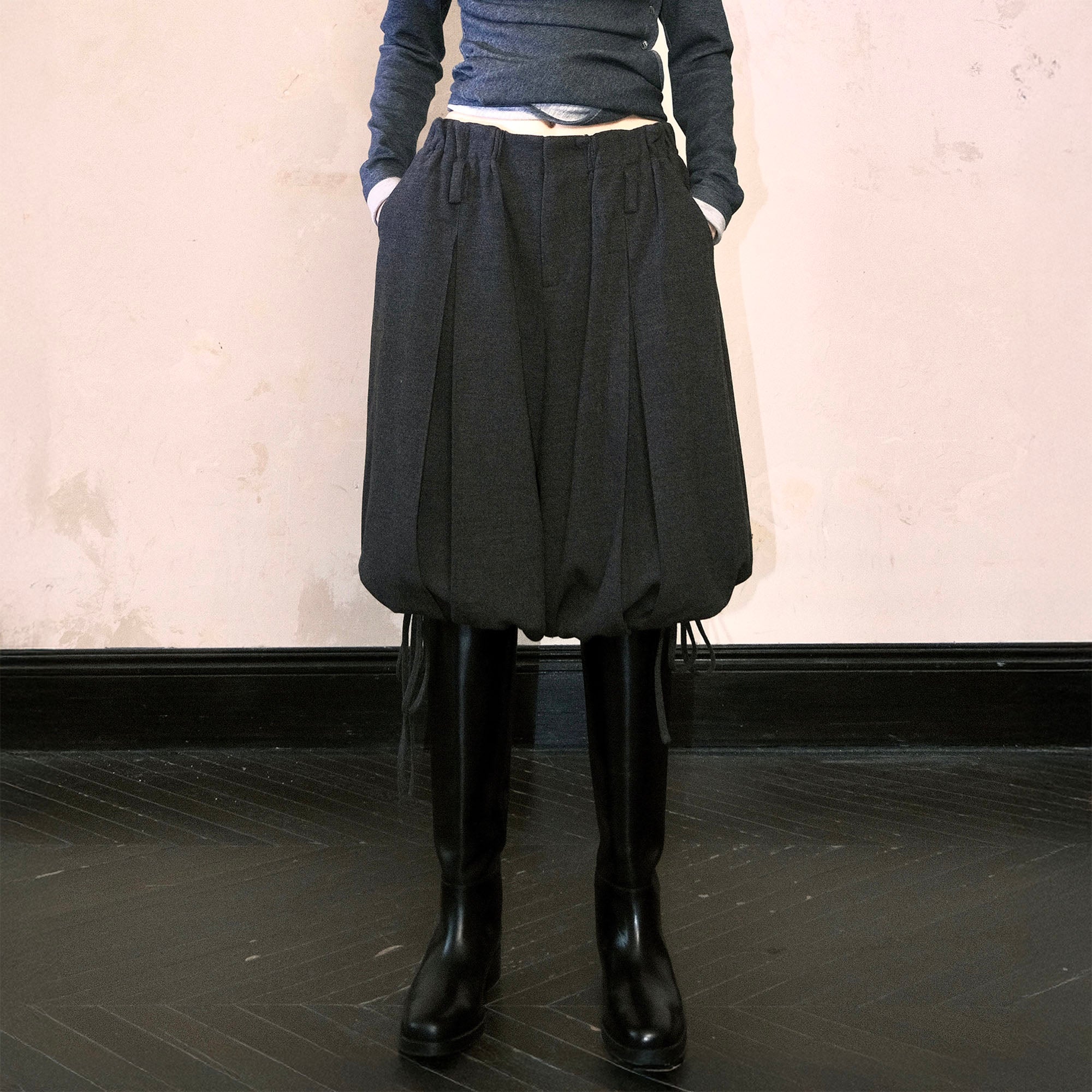 WHYNOTDANCE Pleated Drawstring Tencel-Wool Riding Culottes