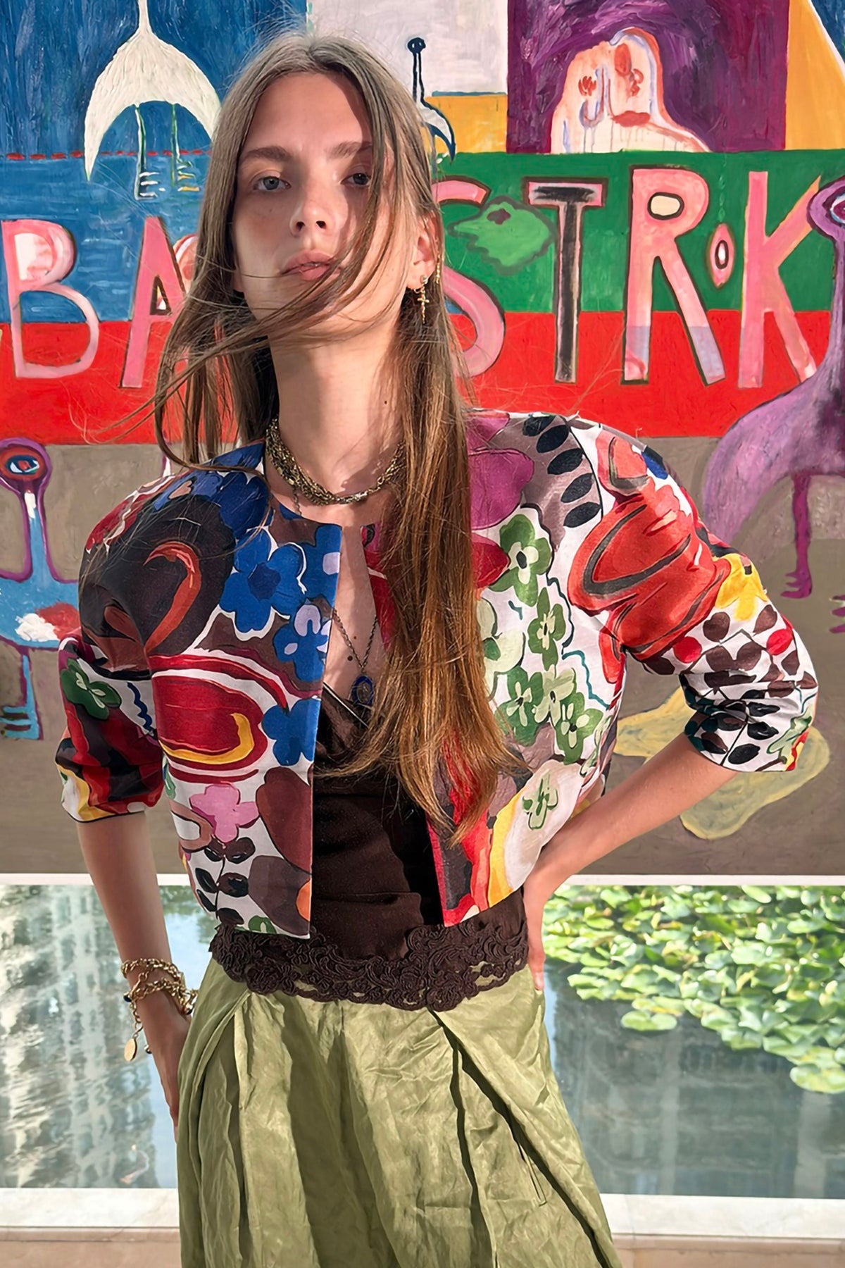 WINGFREE Reversible Floral Cropped Jacket