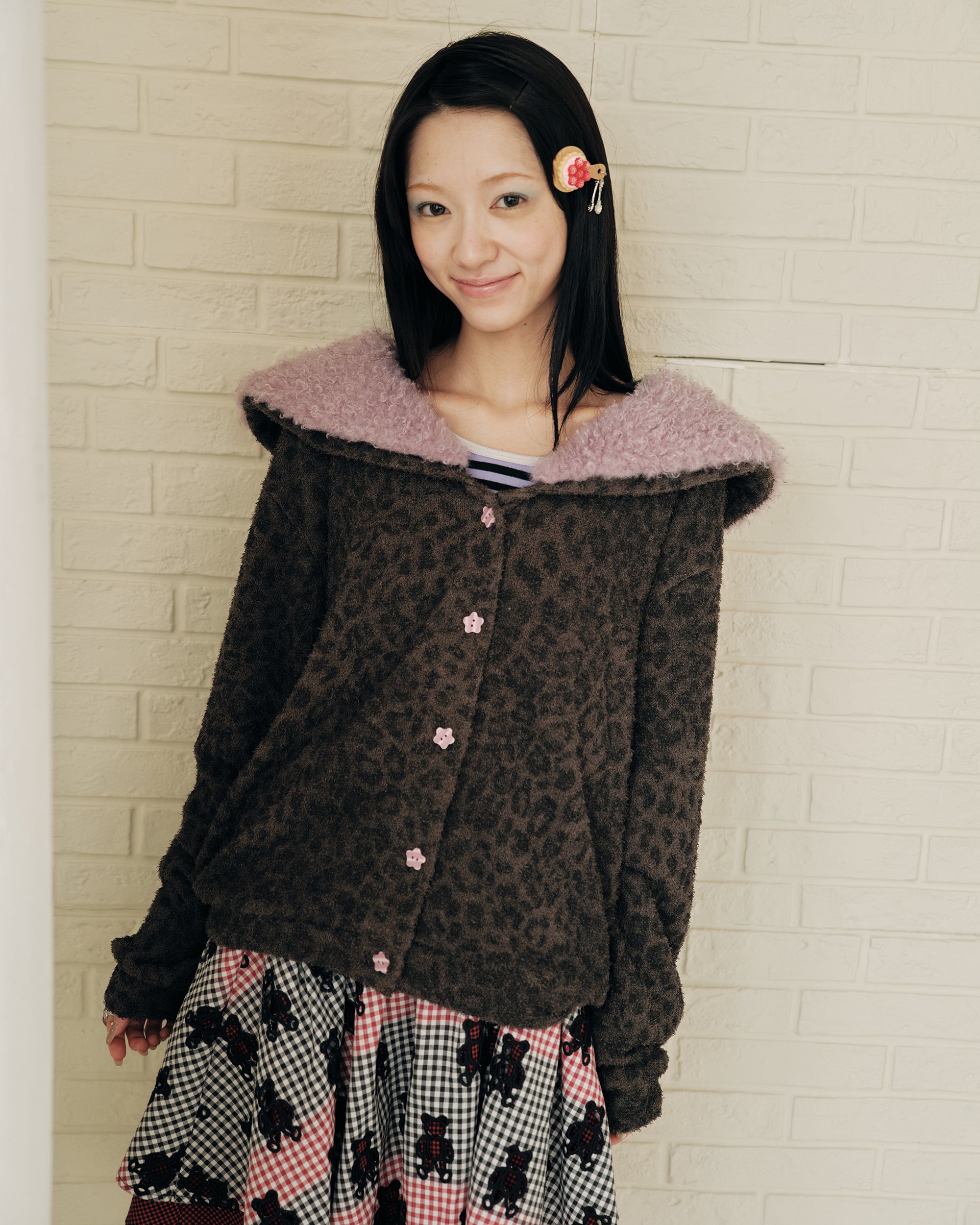 HAVEAMEAL Detachable Collar Leopard Full-Print Jacket