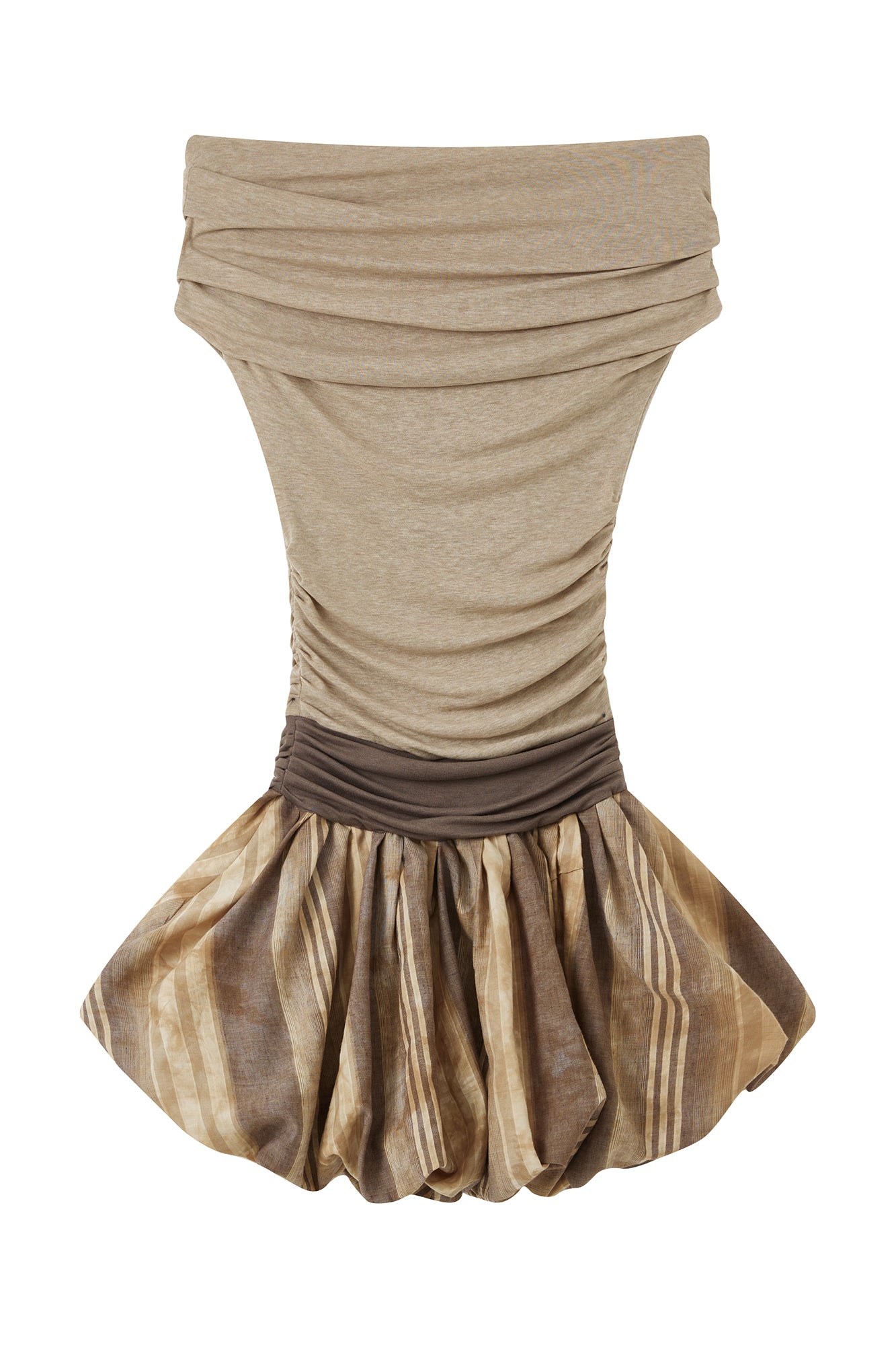 VERSION9 Off-Shoulder Ruched Bubble-Hem Mini Dress