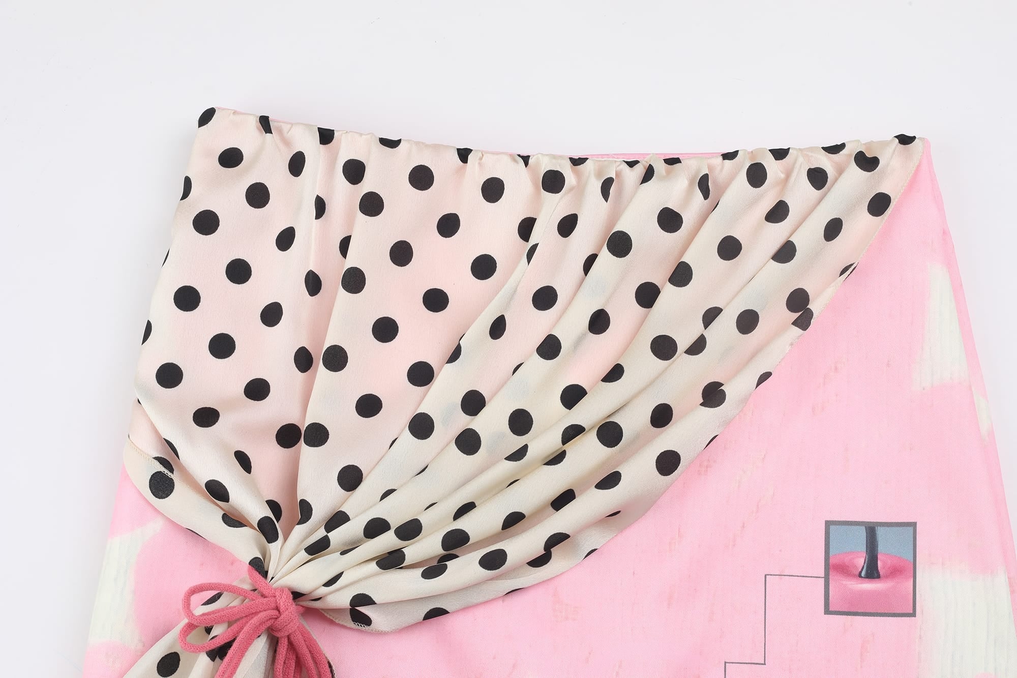 UNSOCIAL NIGHT Polka-Dot Draped Panel Graphic Midi Skirt