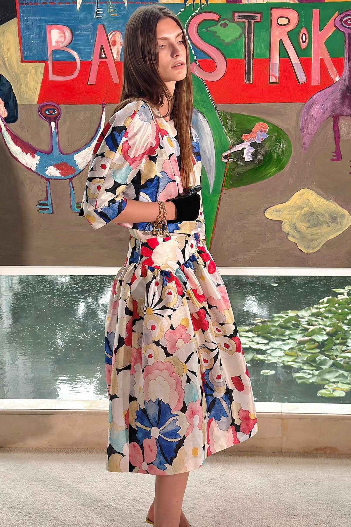 WINGFREE Full-Print Floral Midi Skirt