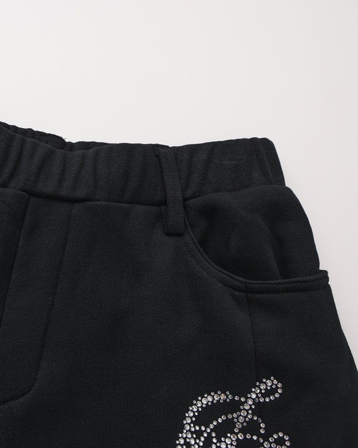 FAYCHUI Diamond Floral Embellished Oversized Sweatpants