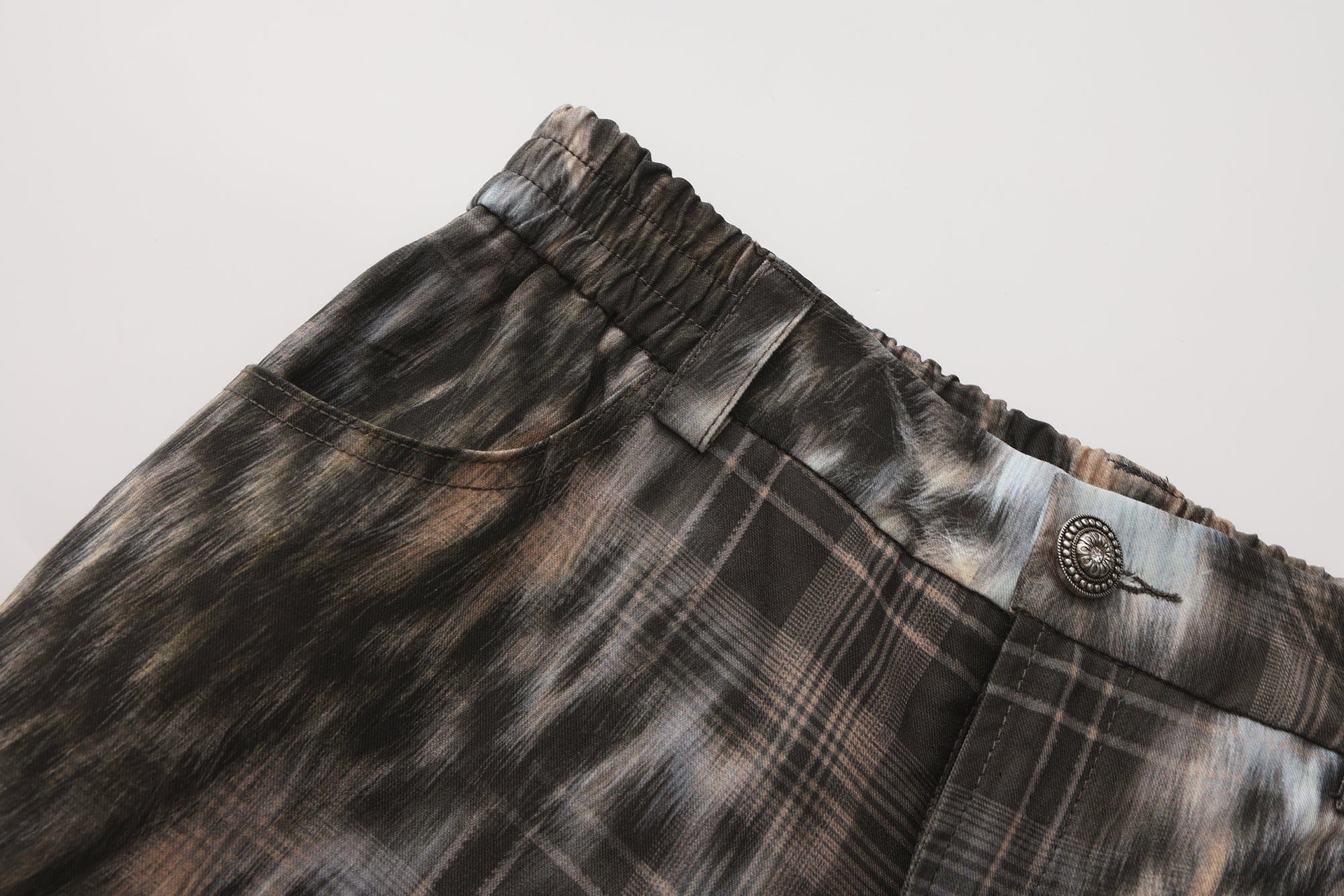 FAYCHUI Multi-Pocket Leopard Plaid Utility Pants