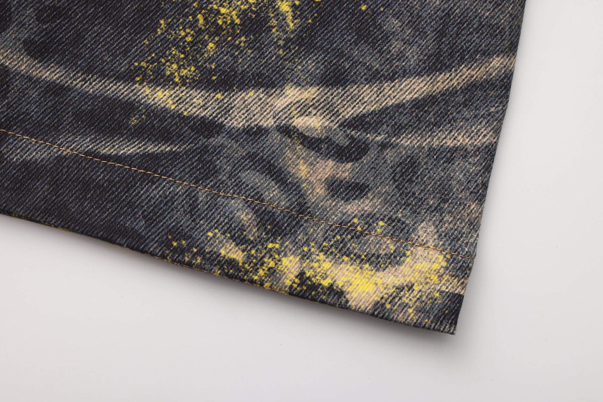 FAYCHUI Foil-Dusted Distressed Leopard Tube Denim Dress