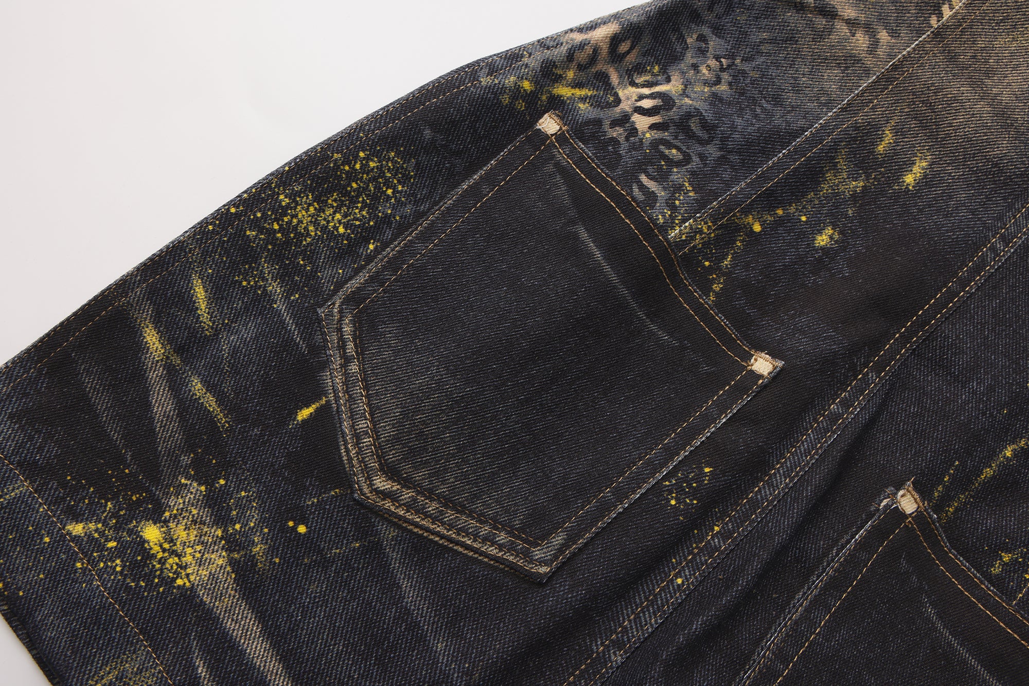 FAYCHUI Foil-Dusted Distressed Leopard Tube Denim Dress