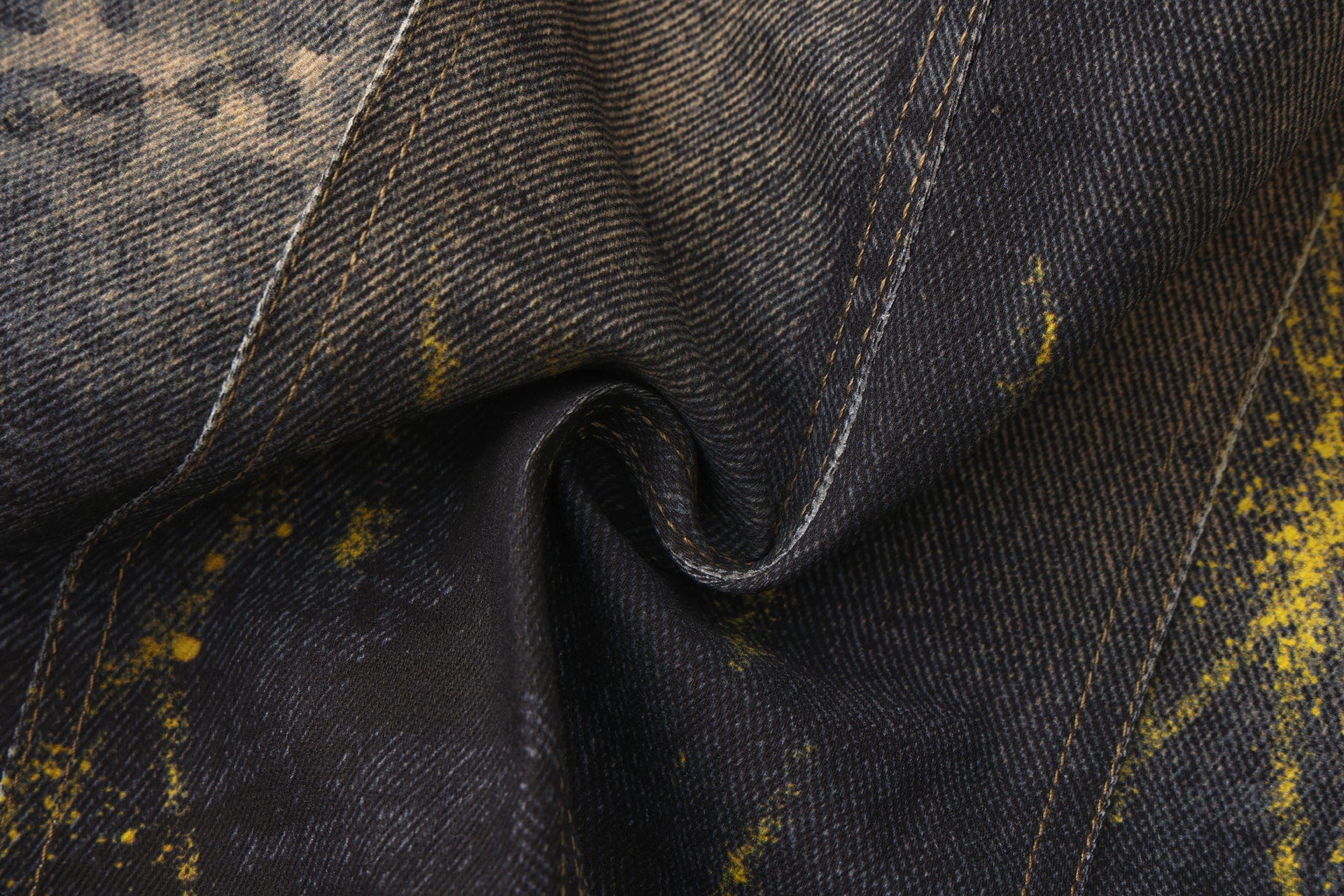 FAYCHUI Foil-Dusted Distressed Leopard Tube Denim Dress