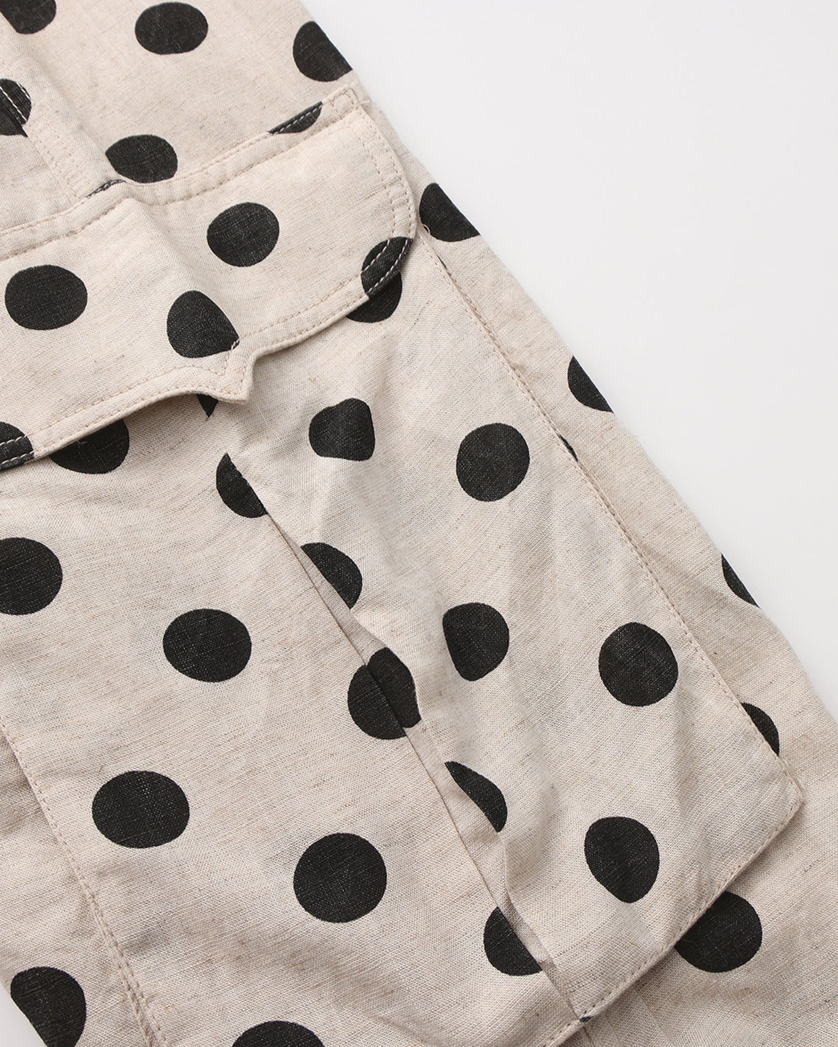 FAYCHUI Tencel-Linen Polka Dot Wide-Leg Pants