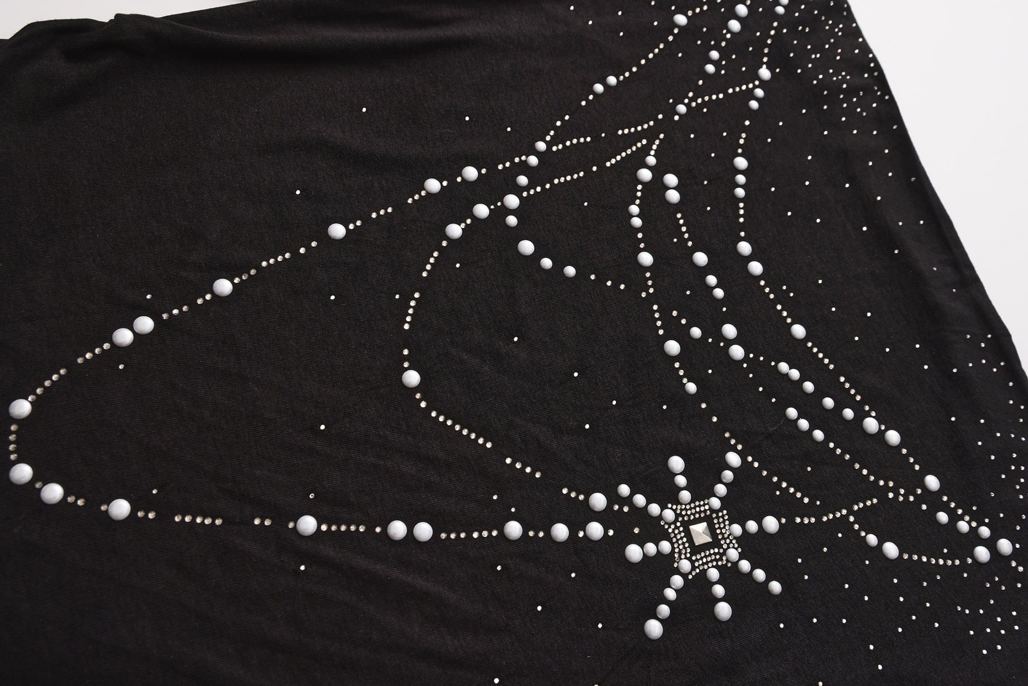 FAYCHUI Cowl Neck Pearl-Studded Long Sleeve Tee
