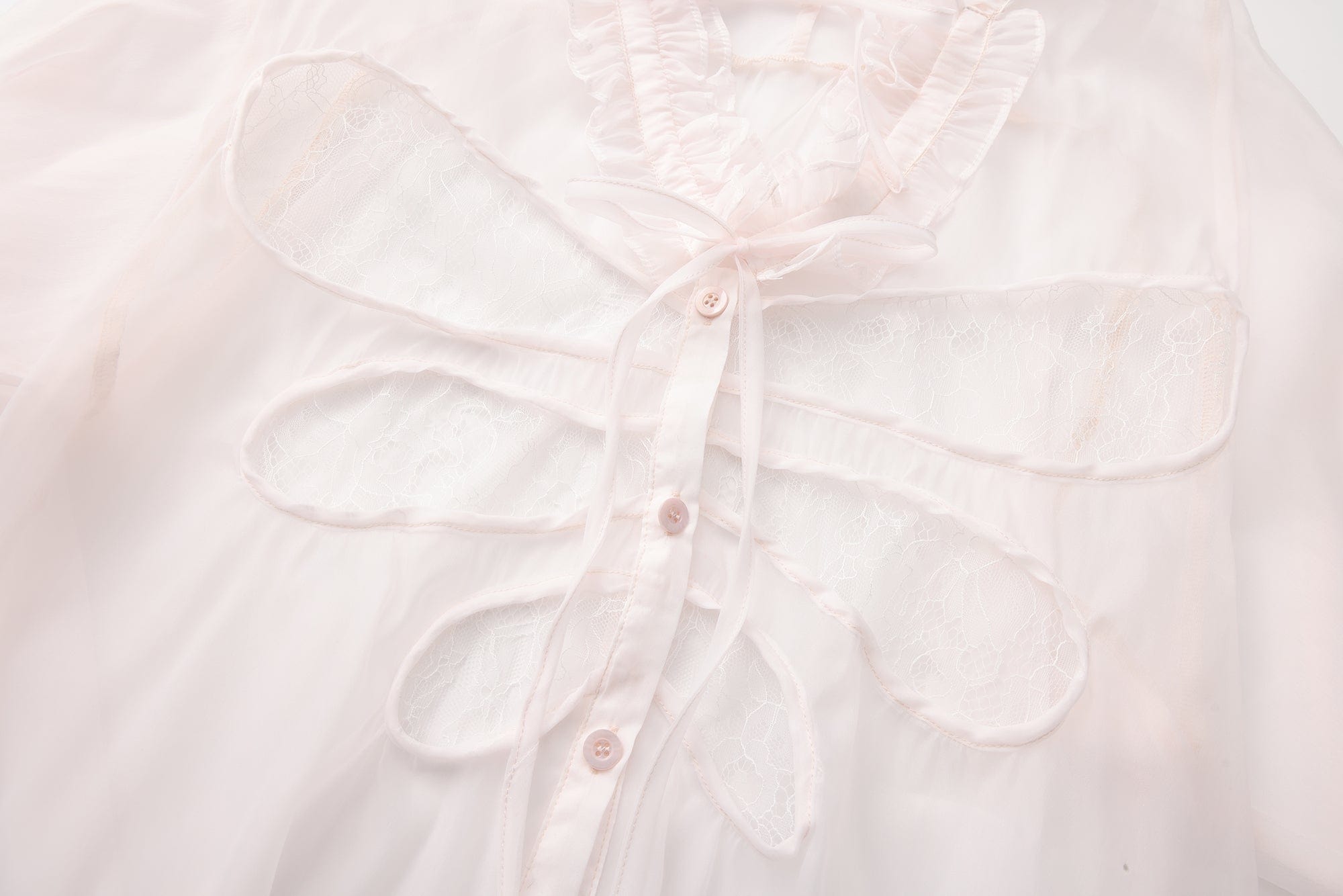 FAYCHUI Sheer Butterfly-Paneled Lace Shirt