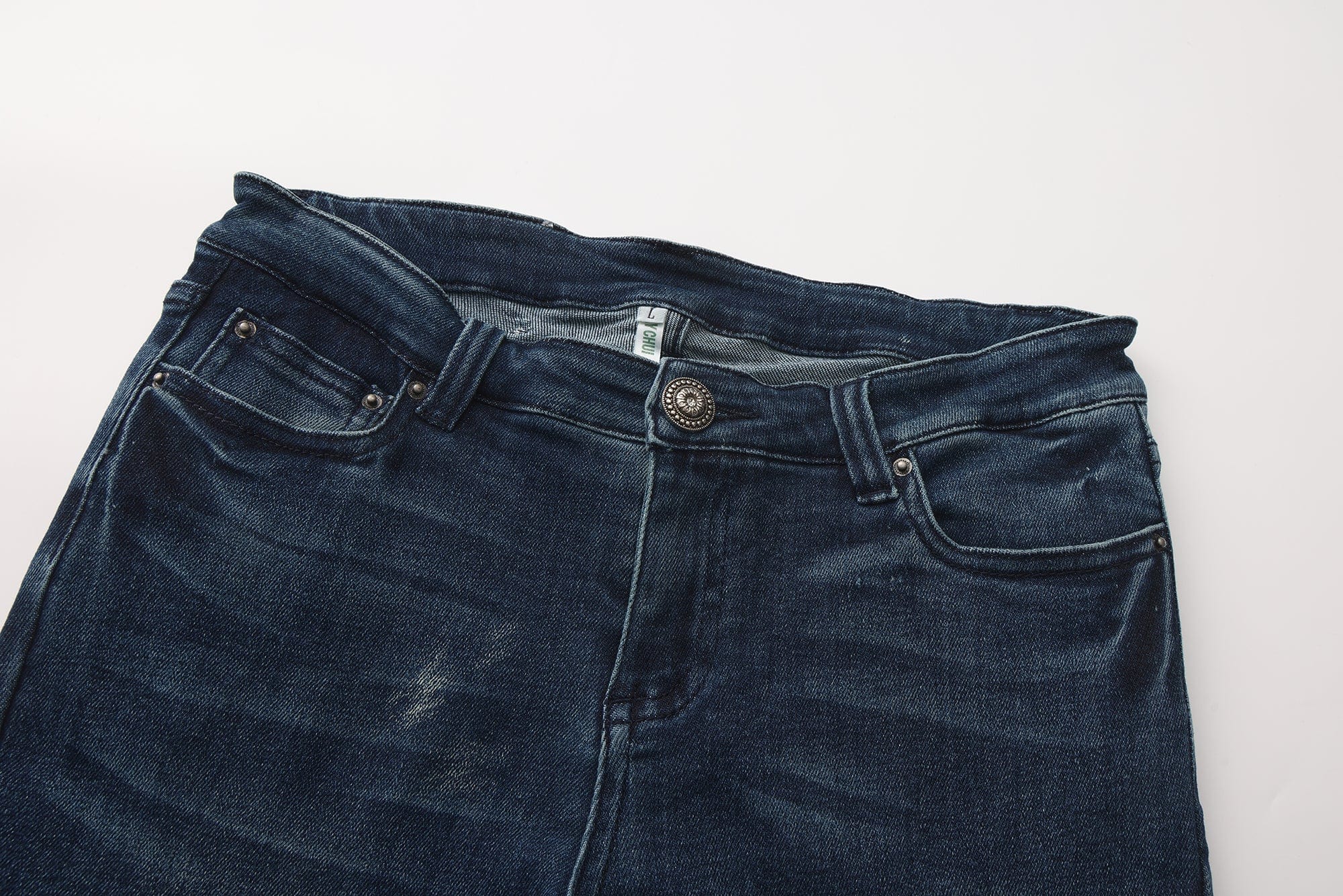 FAYCHUI Hip Pad Diamond Letter Jeans