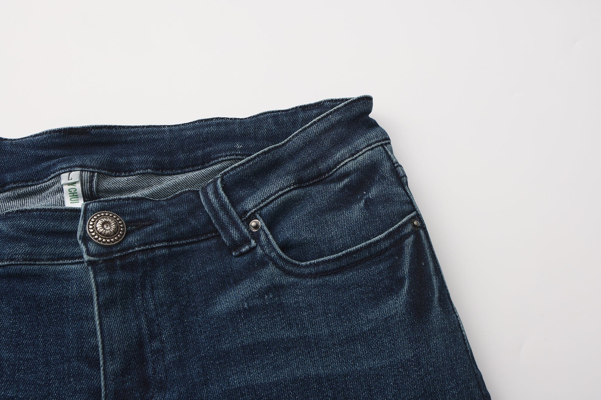 FAYCHUI Hip Pad Diamond Letter Jeans