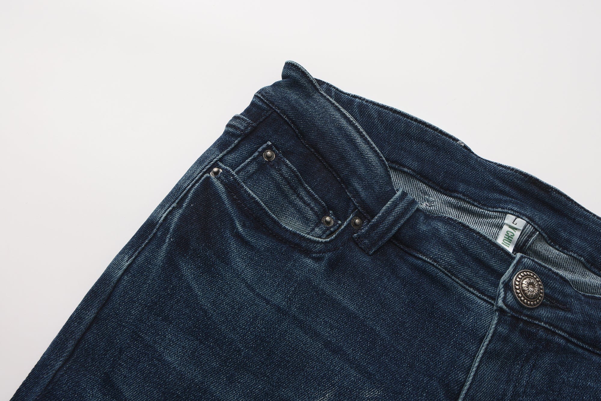 FAYCHUI Hip Pad Diamond Letter Jeans