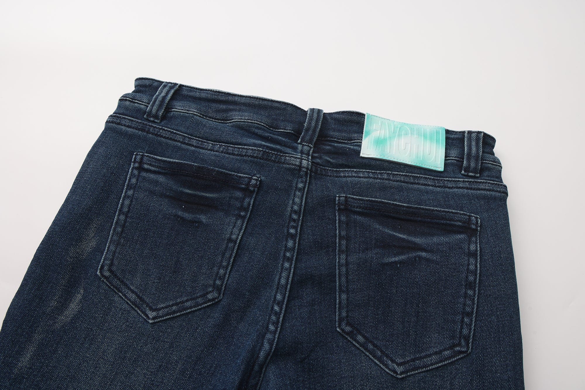 FAYCHUI Hip Pad Diamond Letter Jeans