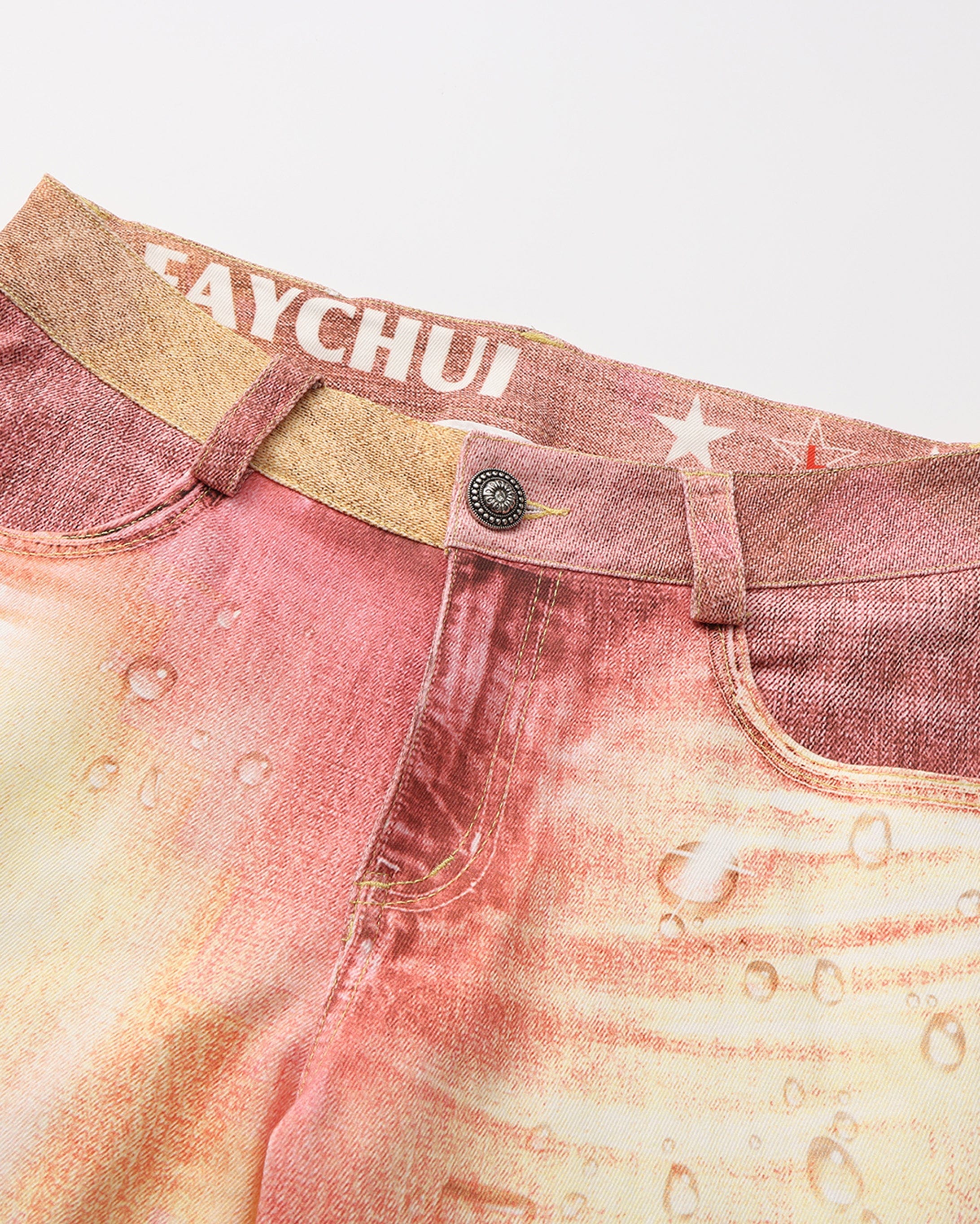 FAYCHUI Gradient Floral Full-Print Flared Pants