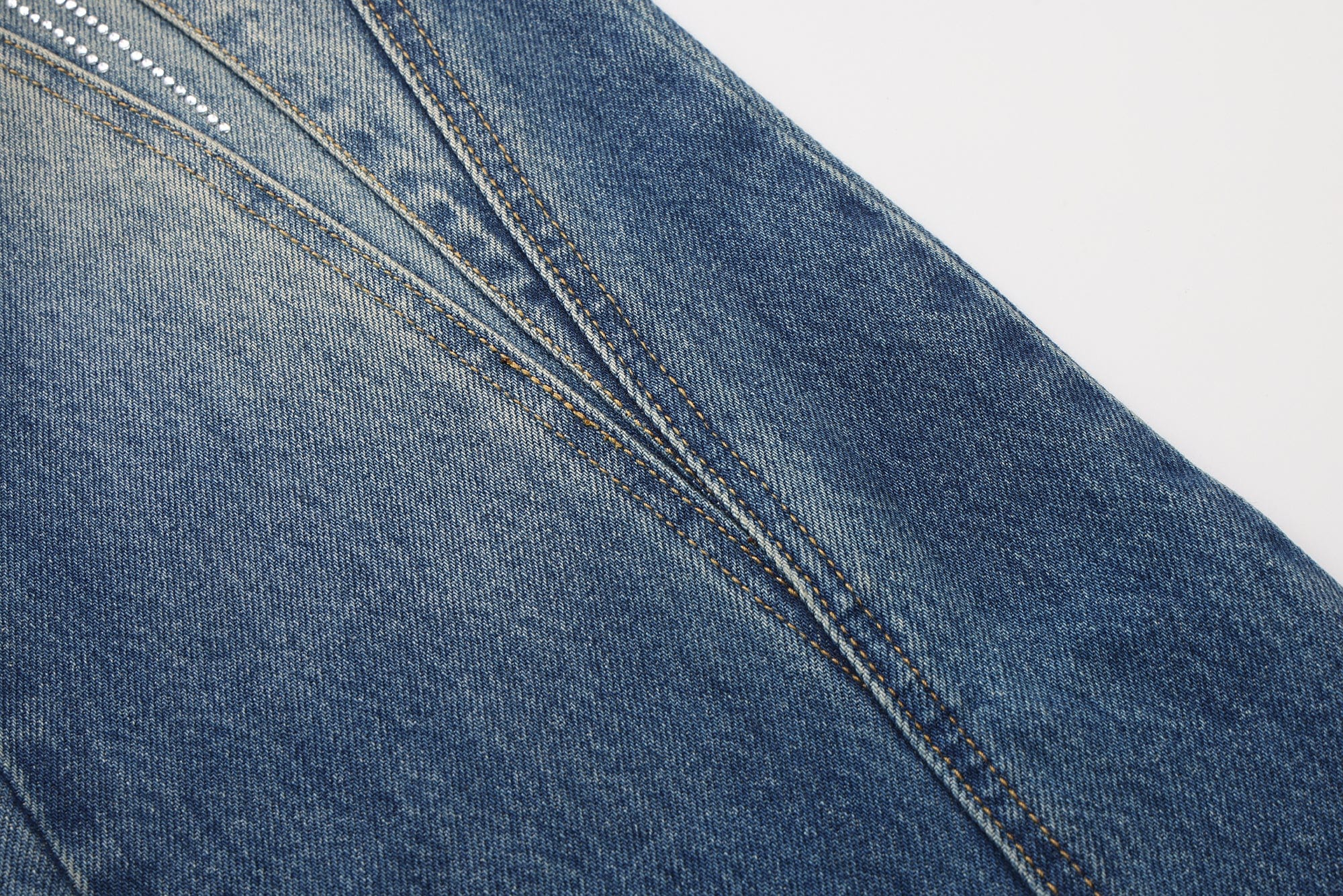 FAYCHUI Washed Diamond Paneled Jeans