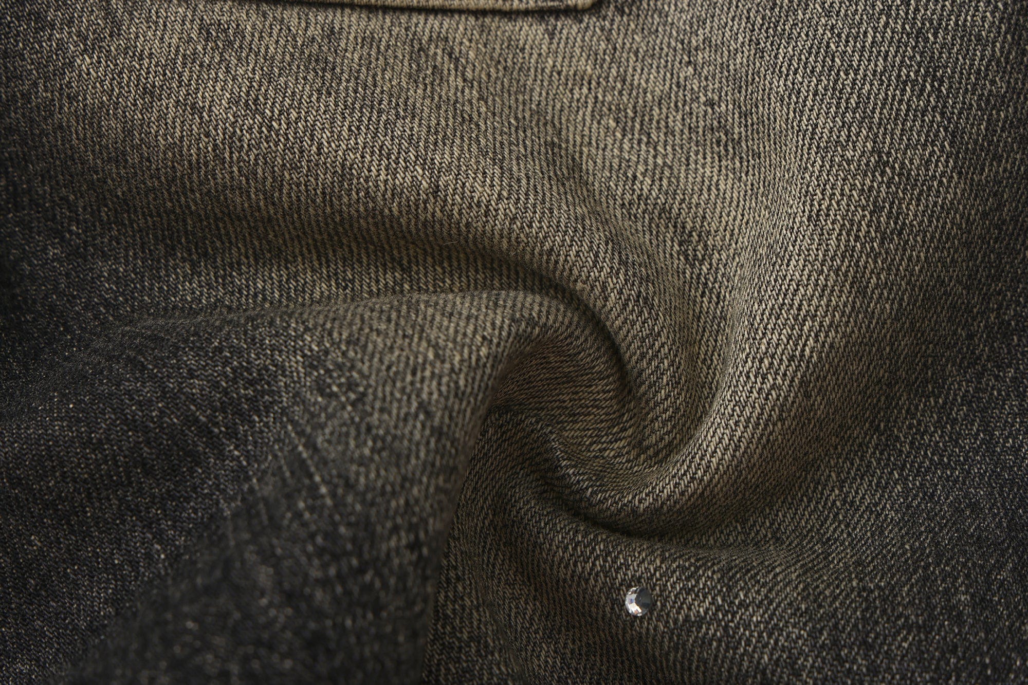 FAYCHUI Washed Whiskered Rhinestone Jeans