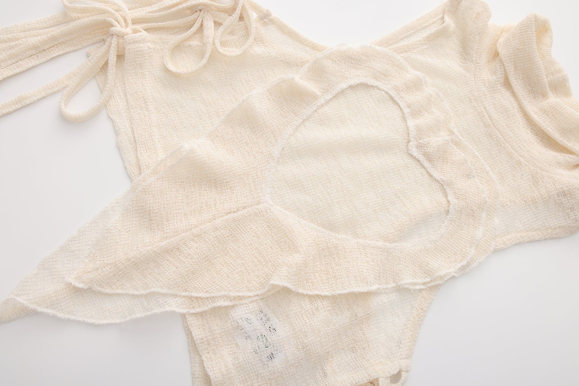 FAYCHUI Sheer Heart Cut-Out Side-Tie Tank Top