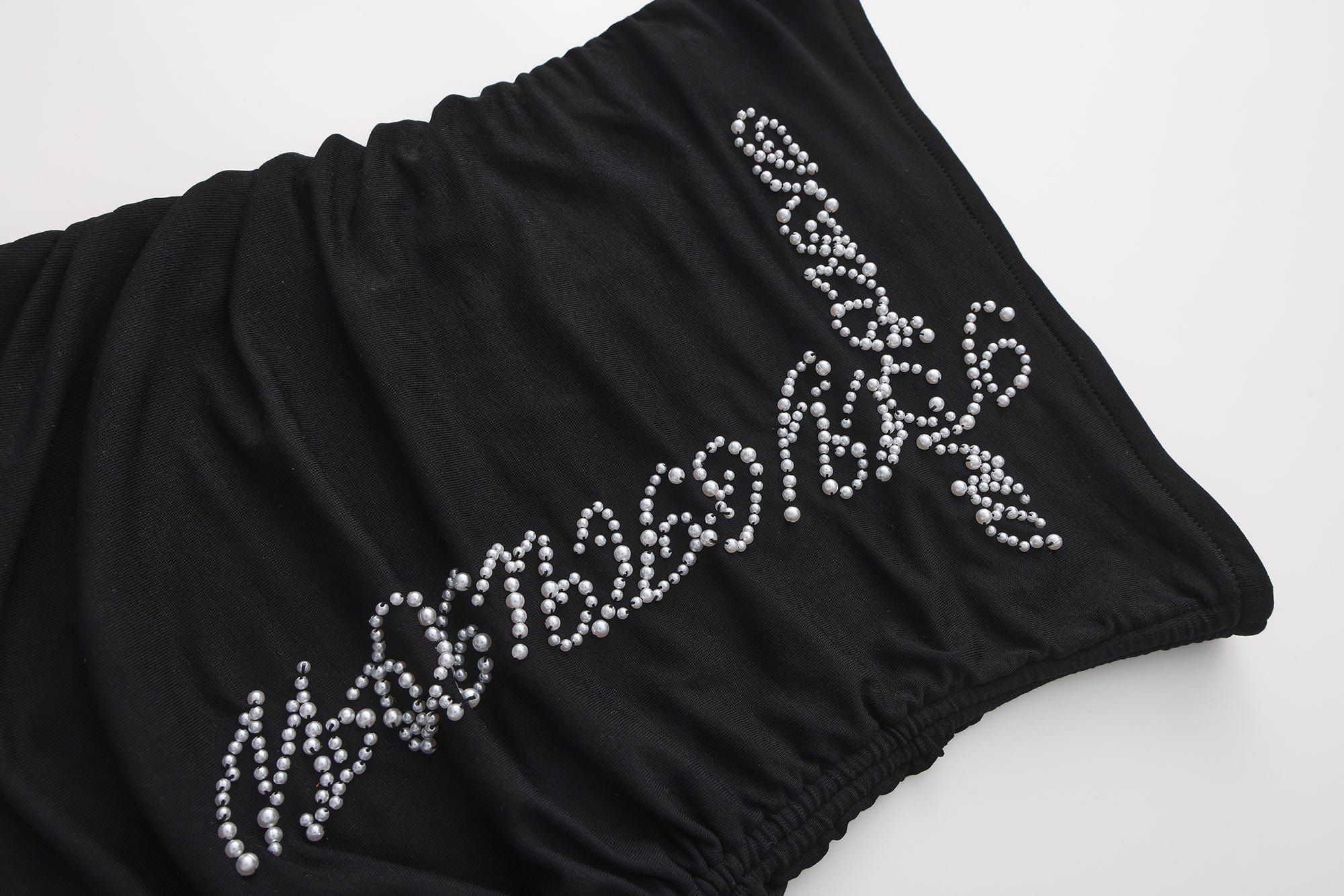FAYCHUI Pearl-Studded Cross Ruched Tube Top
