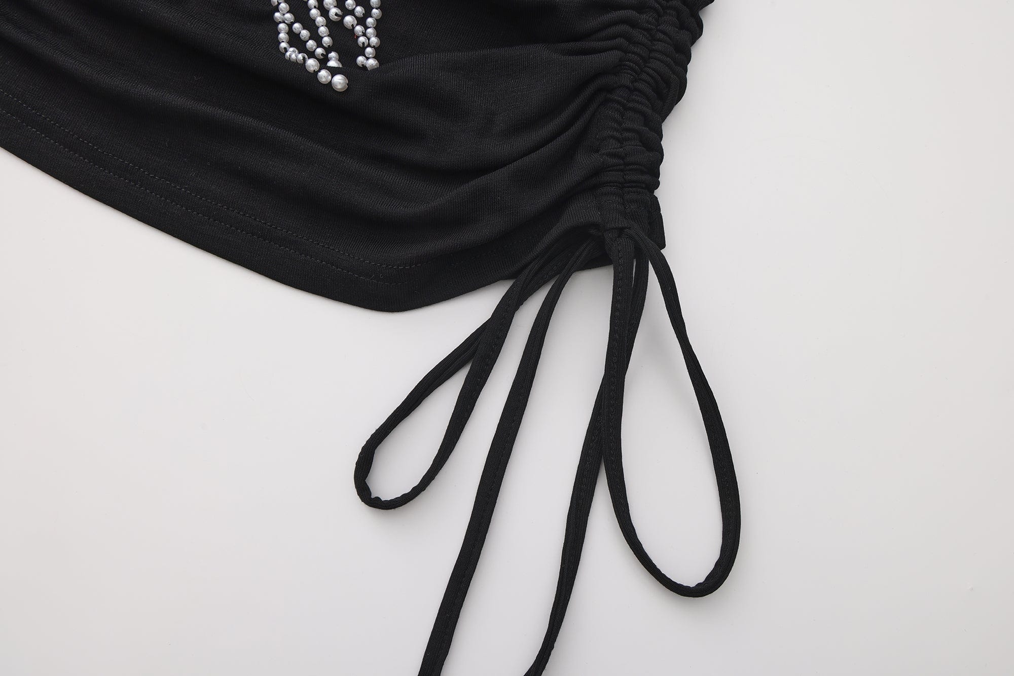 FAYCHUI Pearl-Studded Cross Ruched Tube Top