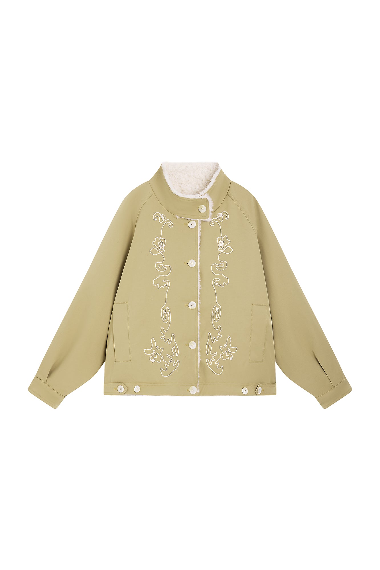 SAME FLOW Reversible Embroidered Fleece-Lined Jacket