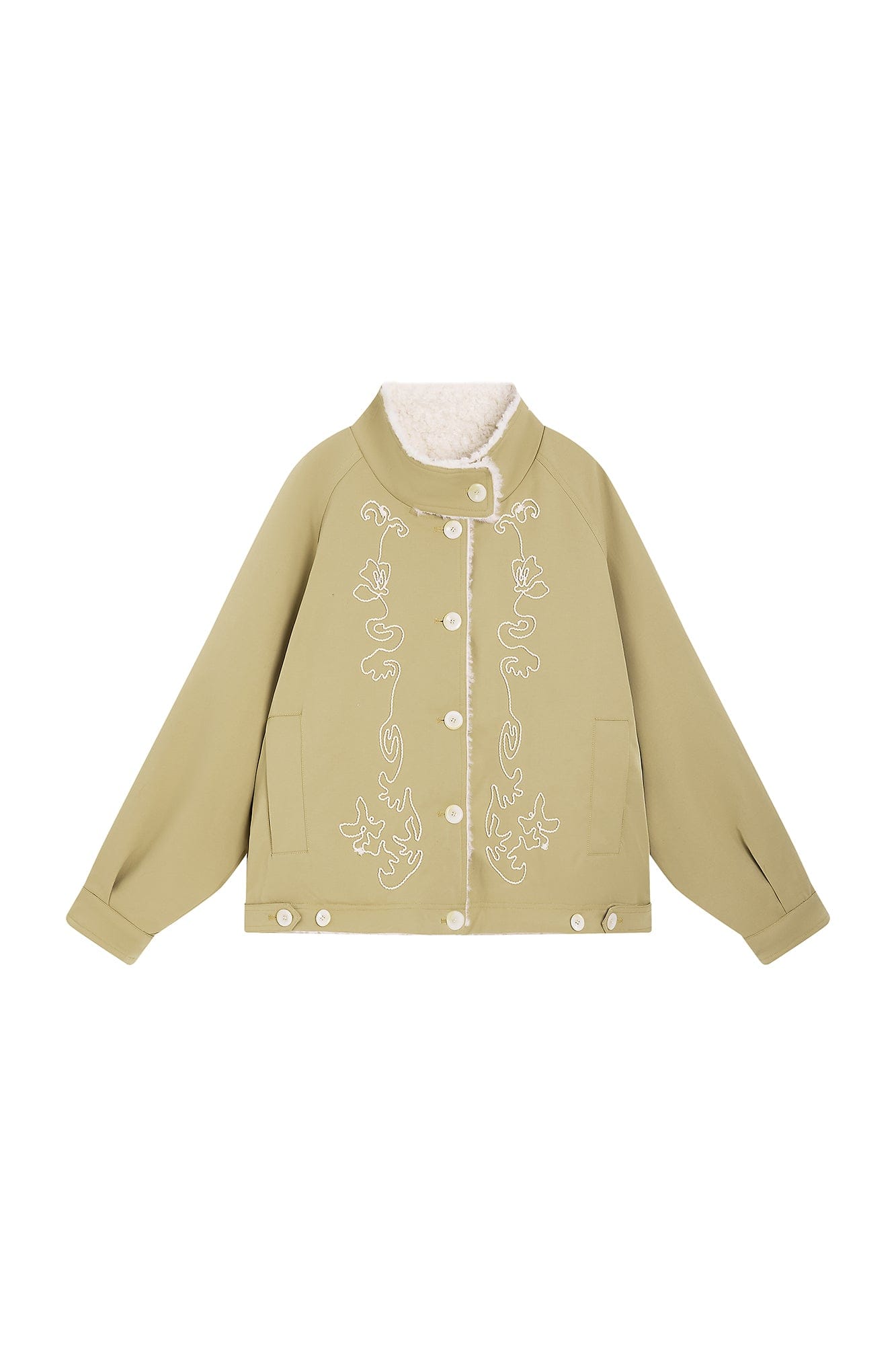 SAME FLOW Reversible Embroidered Fleece-Lined Jacket