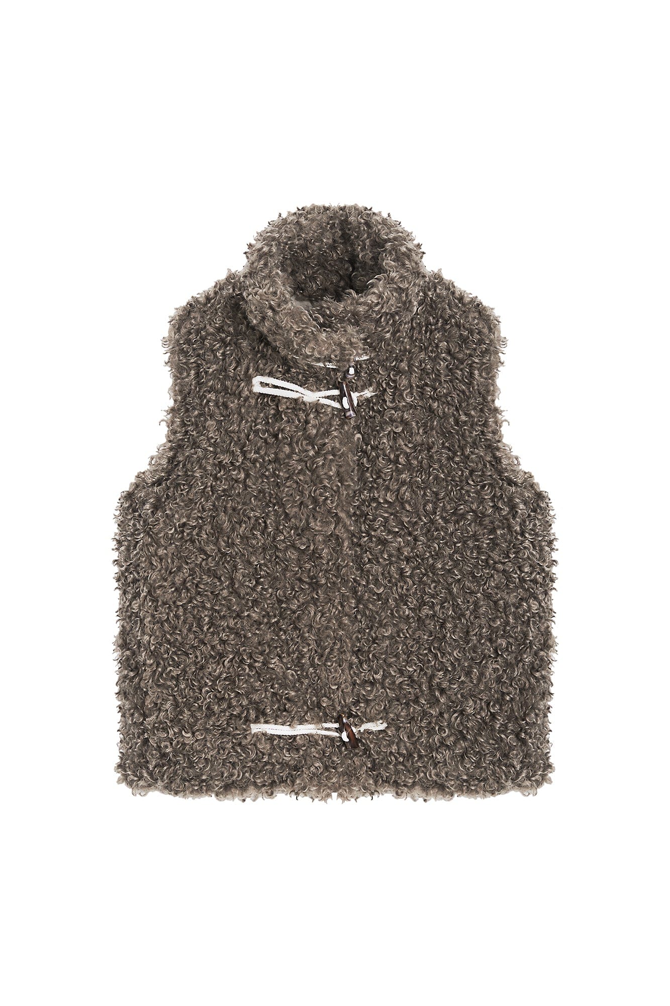 SAME FLOW Curly Faux Shearling Toggle Vest