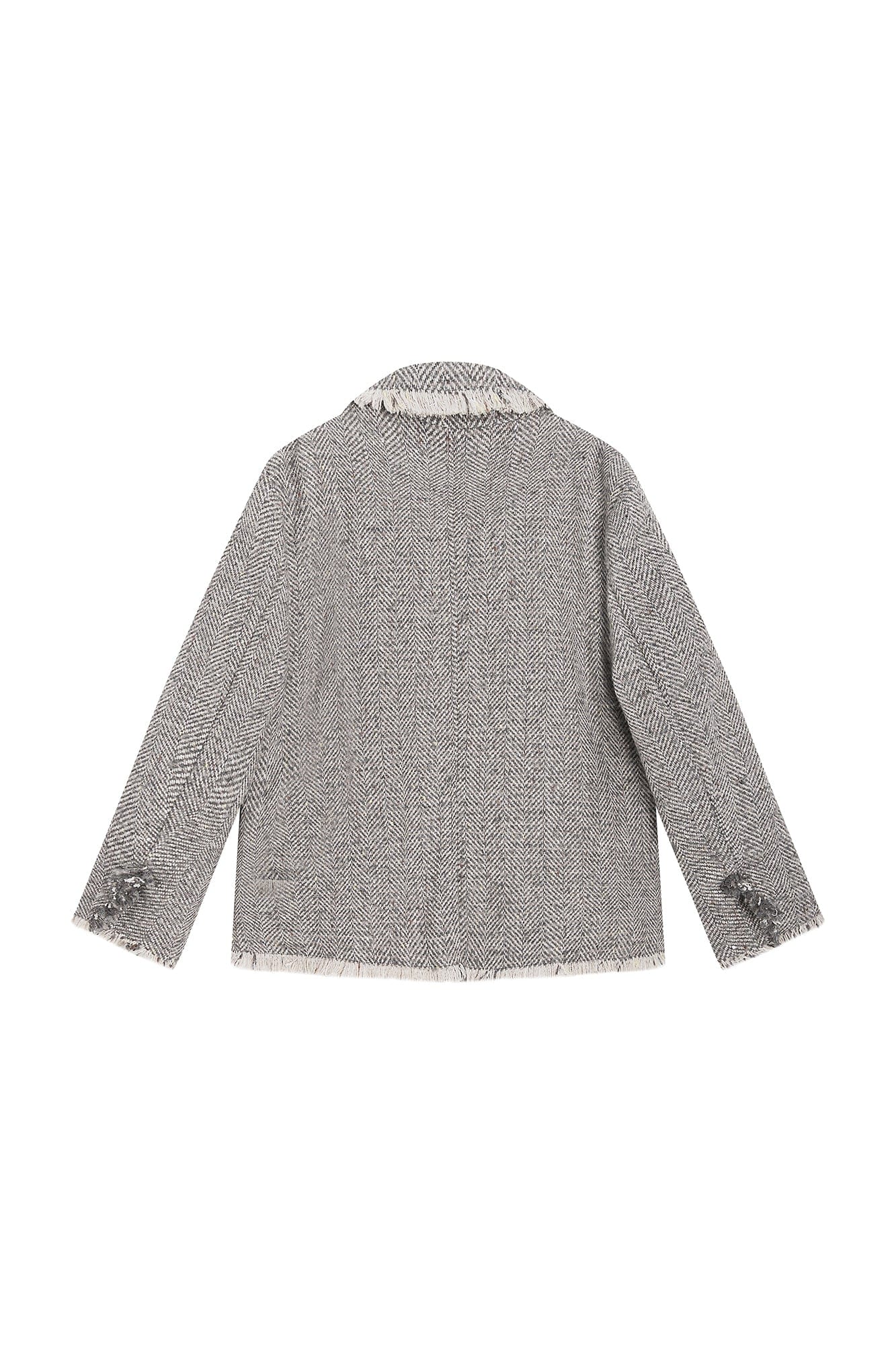 SAME FLOW Frayed Herringbone Insulated Wool-Blend Blazer