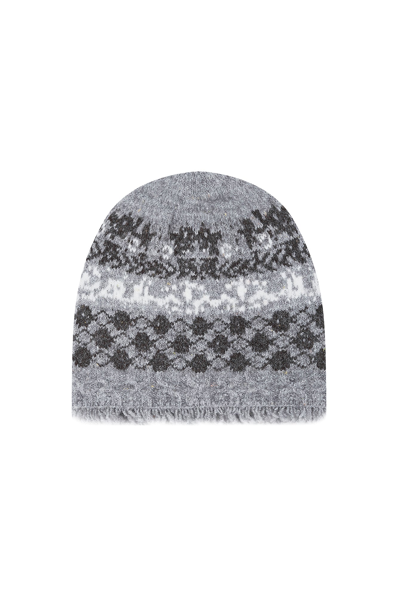 SAME FLOW Raw Edge Jacquard Wool-Blend Beanie