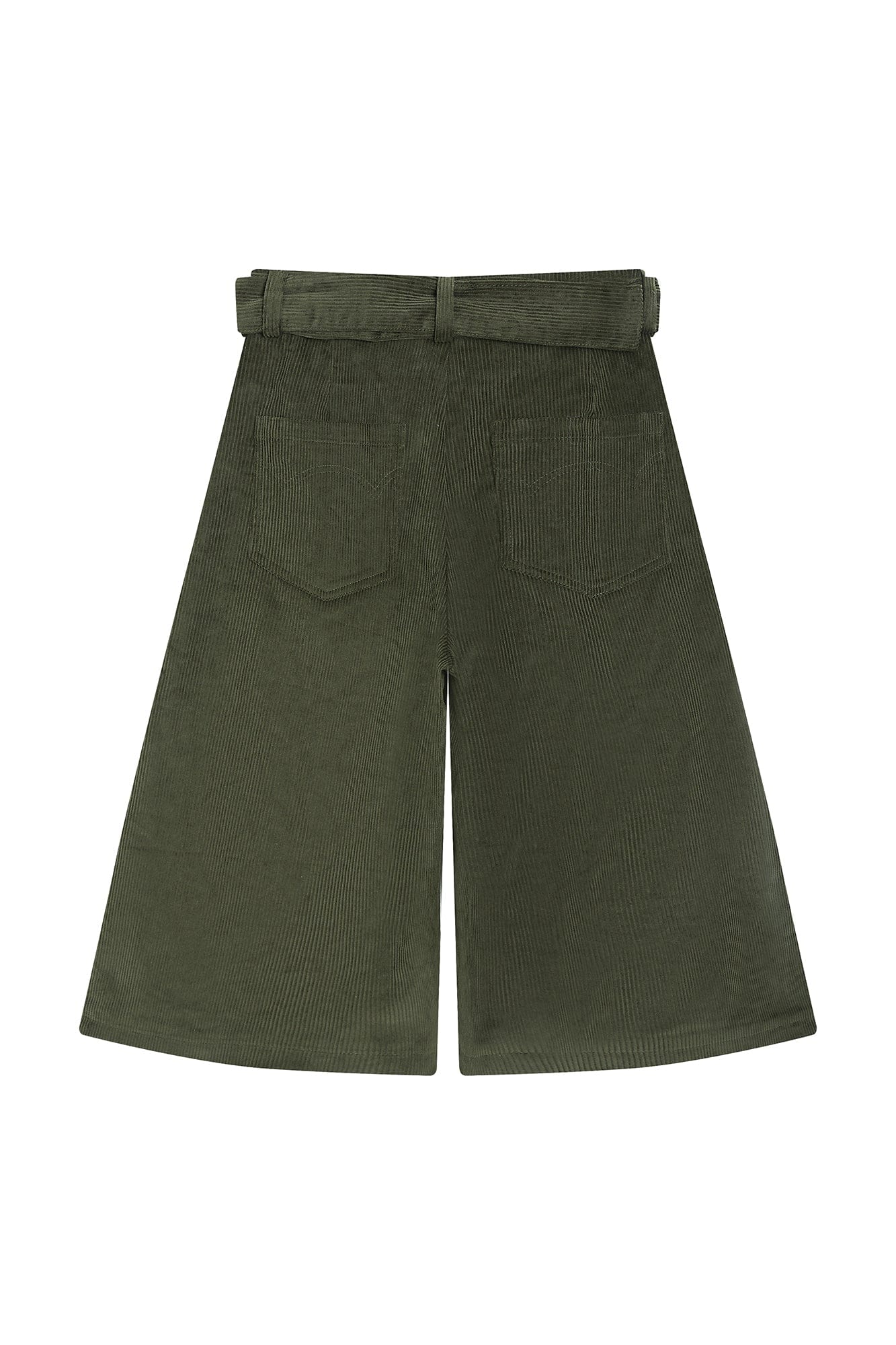 SAME FLOW Pleated Belted Corduroy Culotte Pants