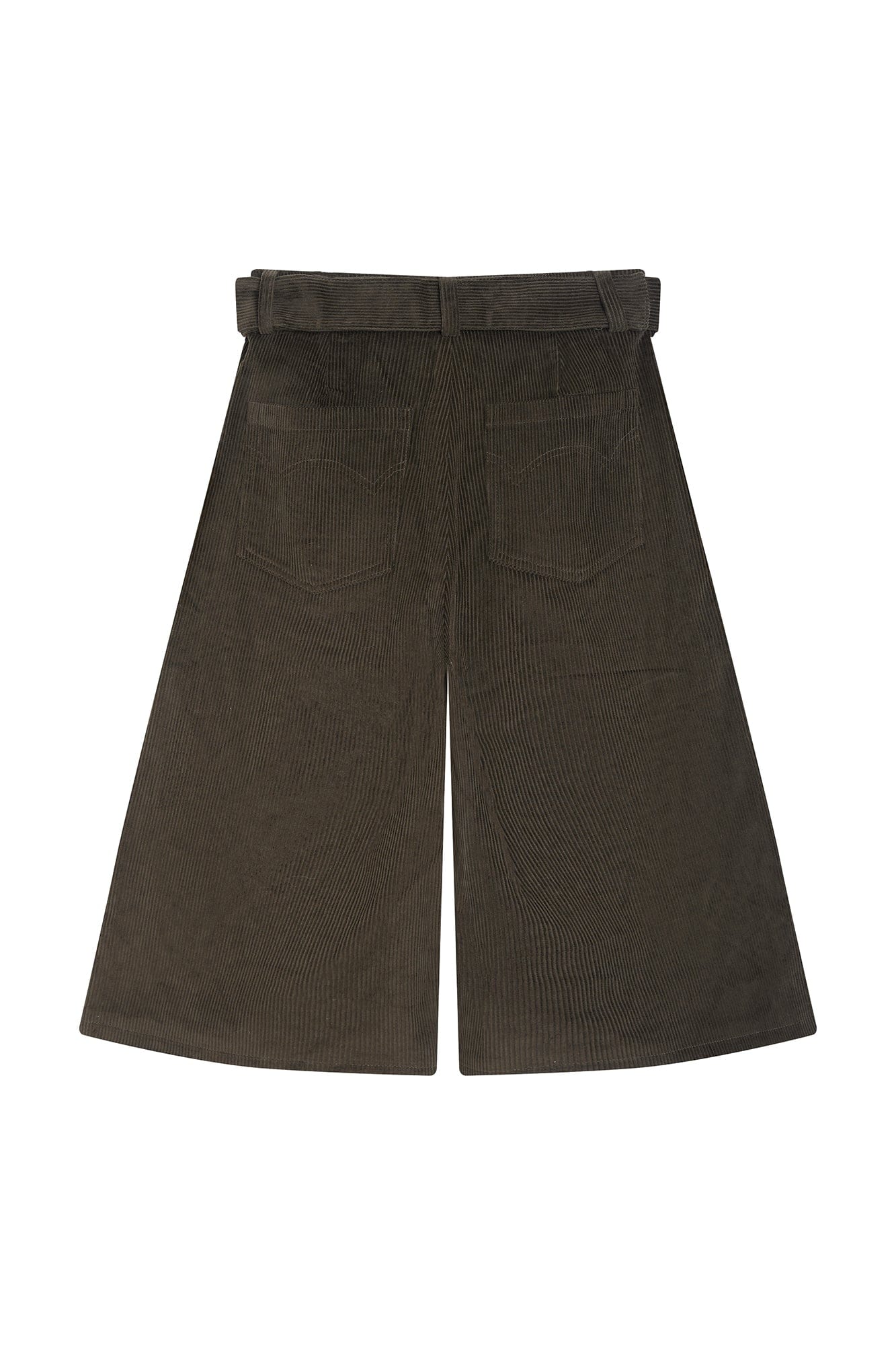 SAME FLOW Pleated Belted Corduroy Culotte Pants