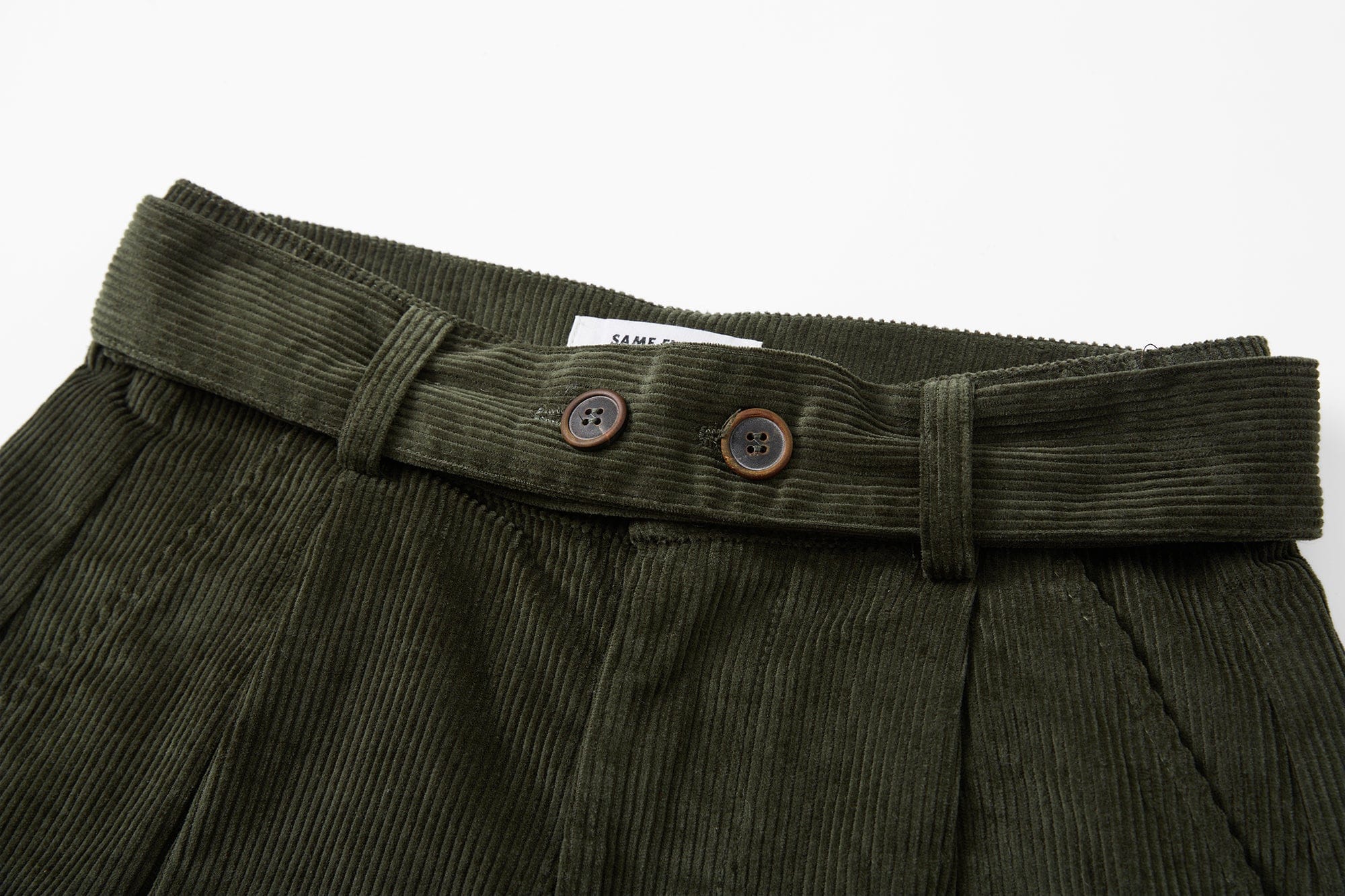 SAME FLOW Pleated Belted Corduroy Culotte Pants