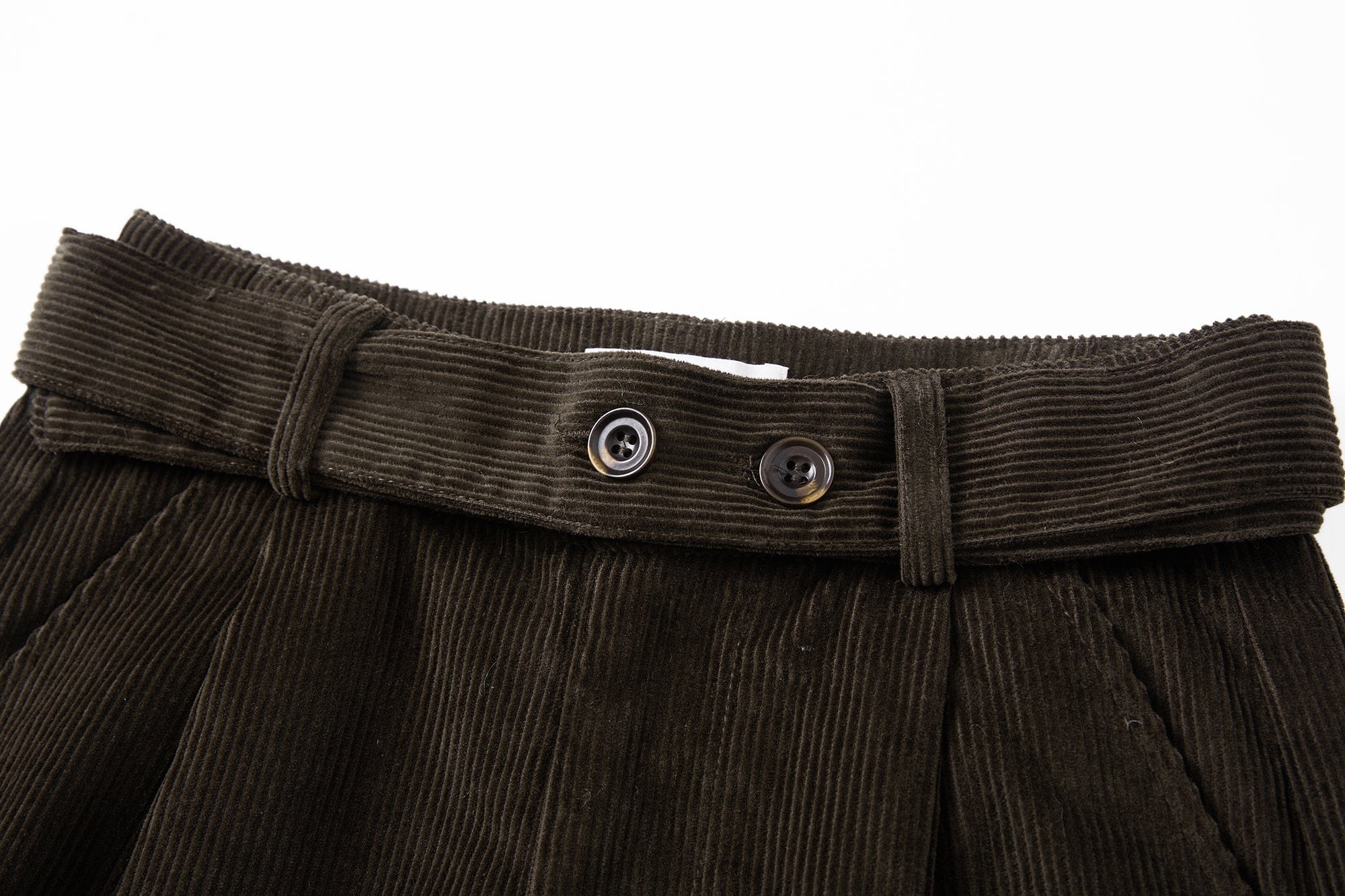 SAME FLOW Pleated Belted Corduroy Culotte Pants