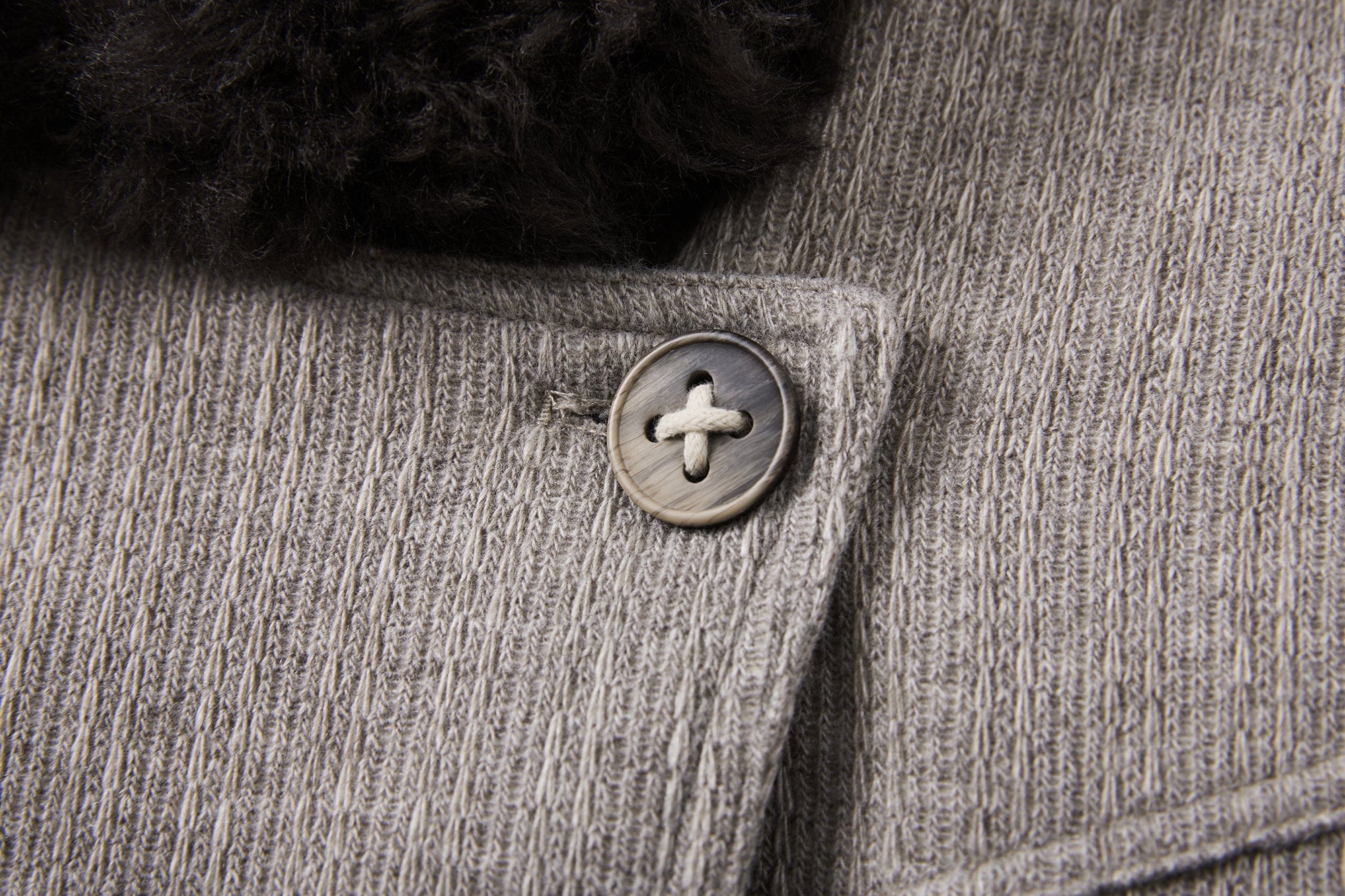 SAME FLOW Asym Faux Fur Trim Paneled Jacket