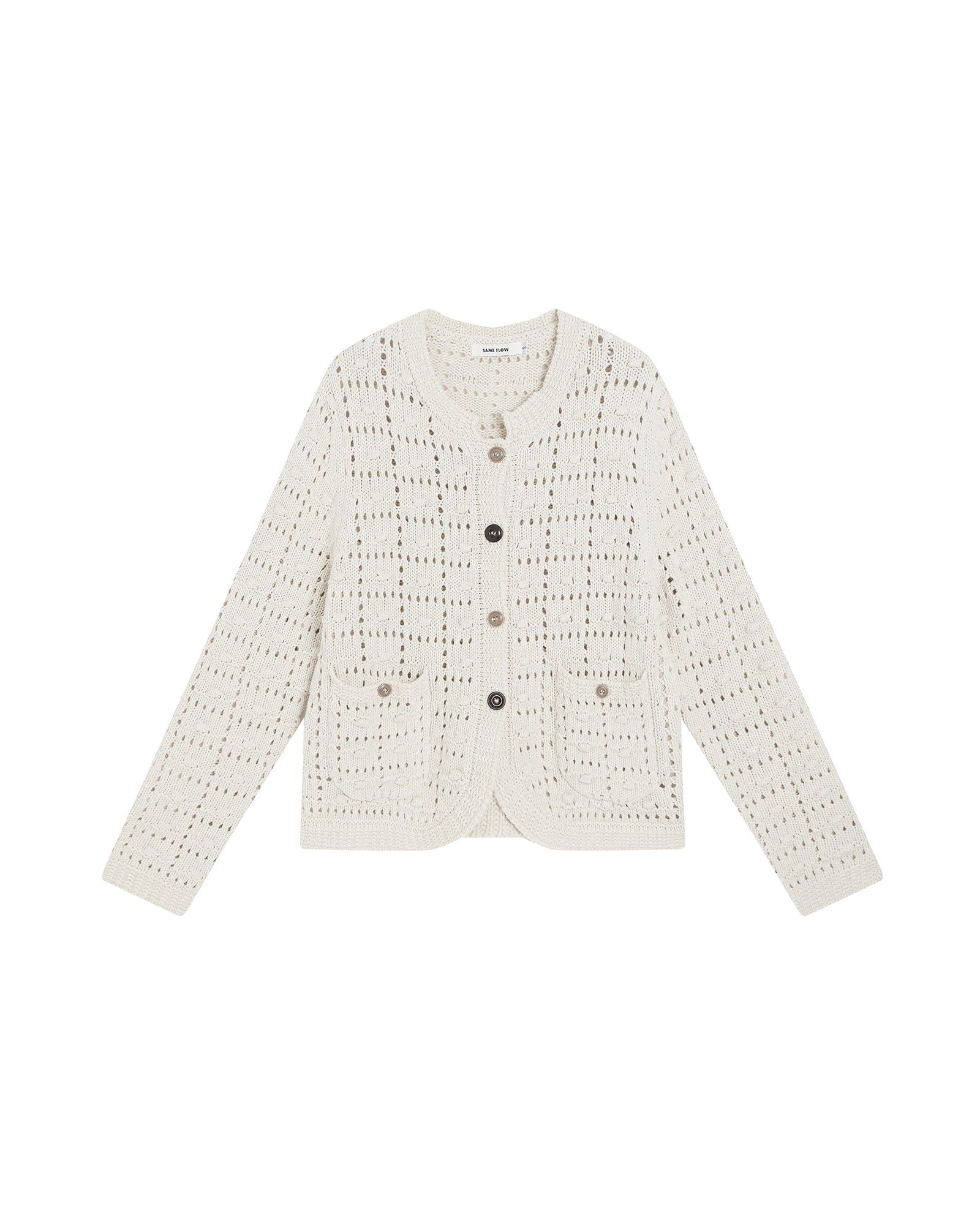 SAME FLOW Hollow Woven Bubble Knit Cardigan