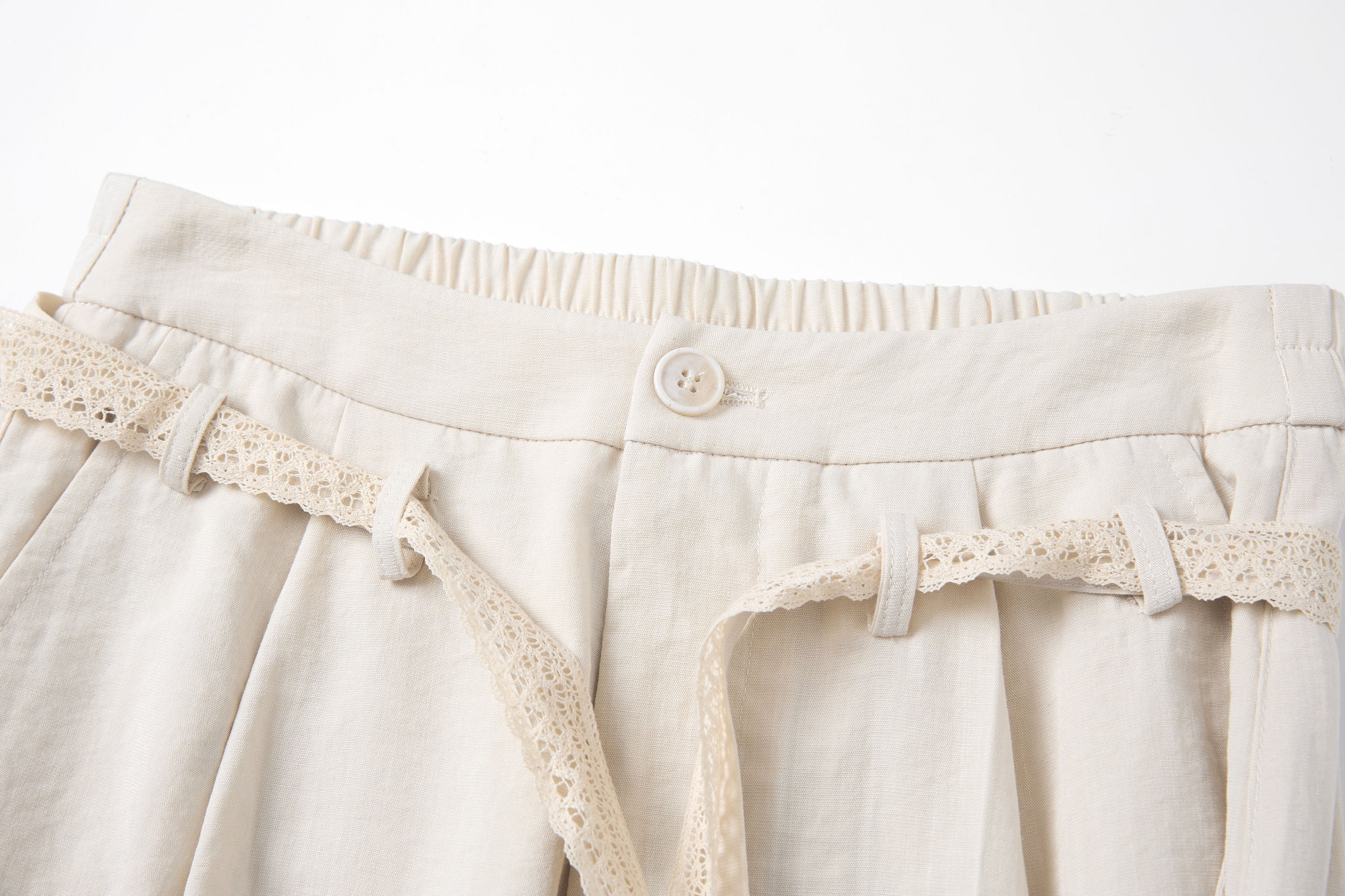 SAME FLOW Lace-Trim Wide-Leg Pants