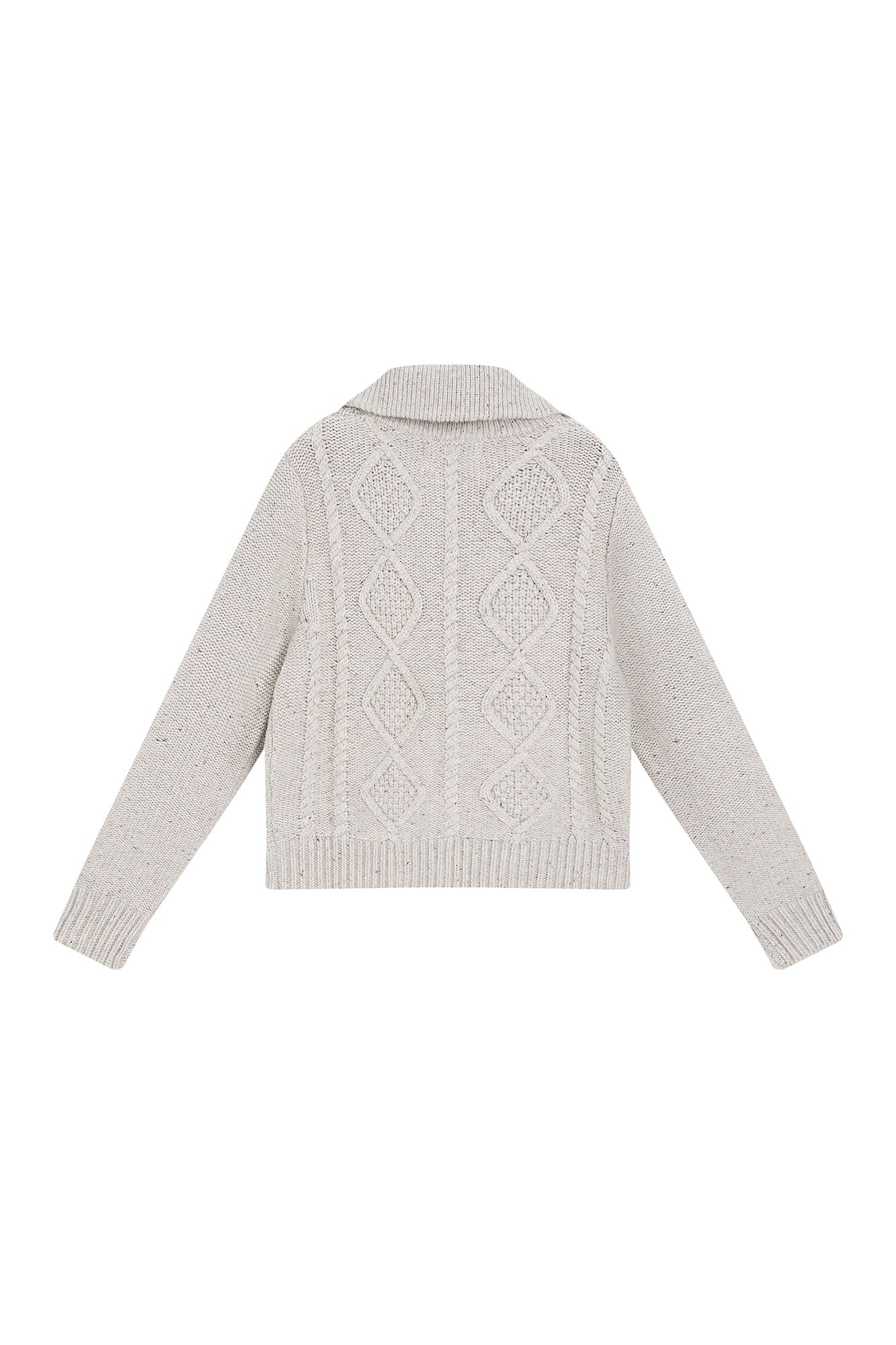 SAME FLOW Cable-Knit High-Neck Zip-Up Sweater